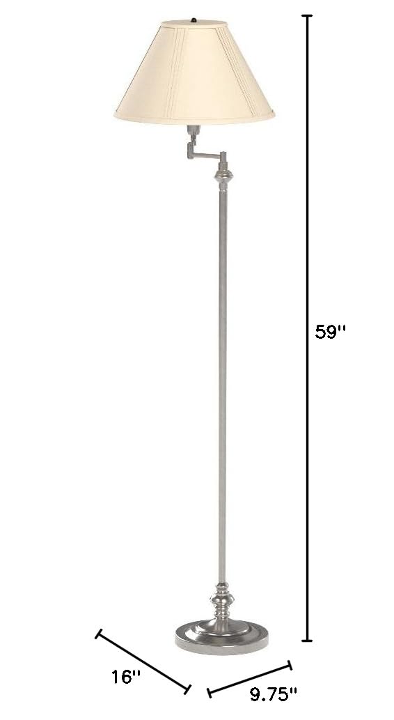 Cal Lighting BO-314-BS Traditional One Floor Lamp - Silver Finish, Classic Home Lighting Accessory for Living Room, Bedroom, or Office Decor