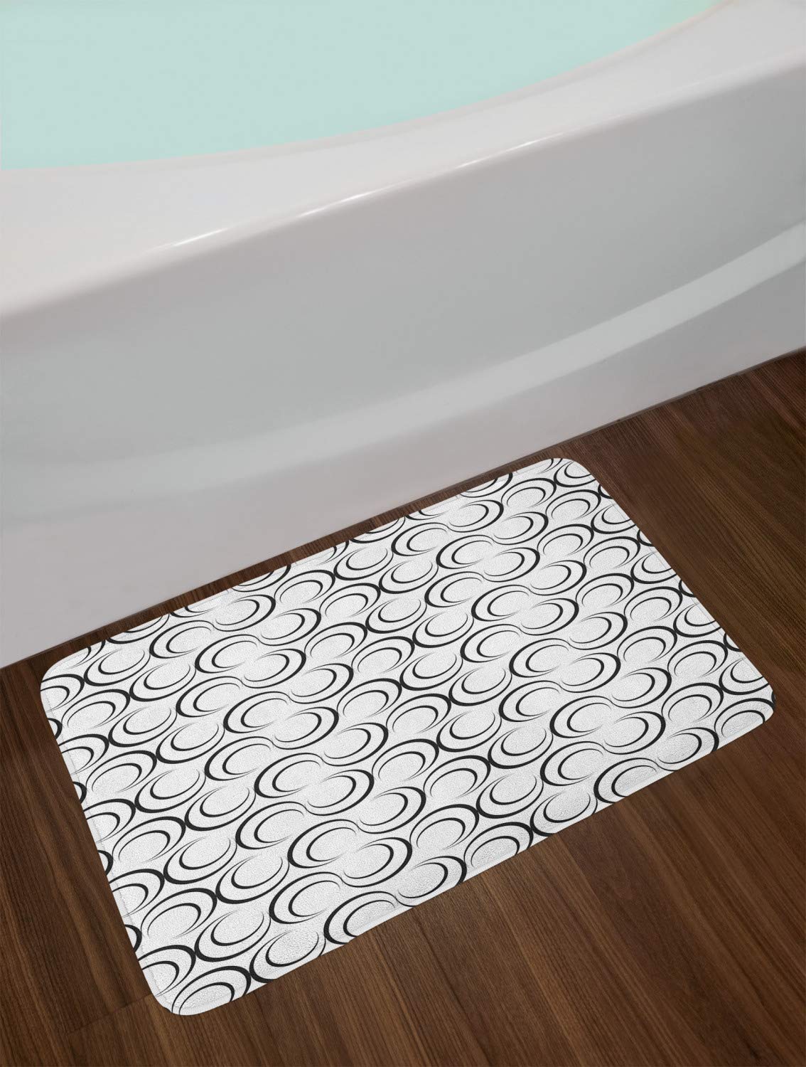 Ambesonne Abstract Geometric Crescent Moon Bath Mat - Non-Slip Plush Bathroom Rug with Contemporary Design, 30.2