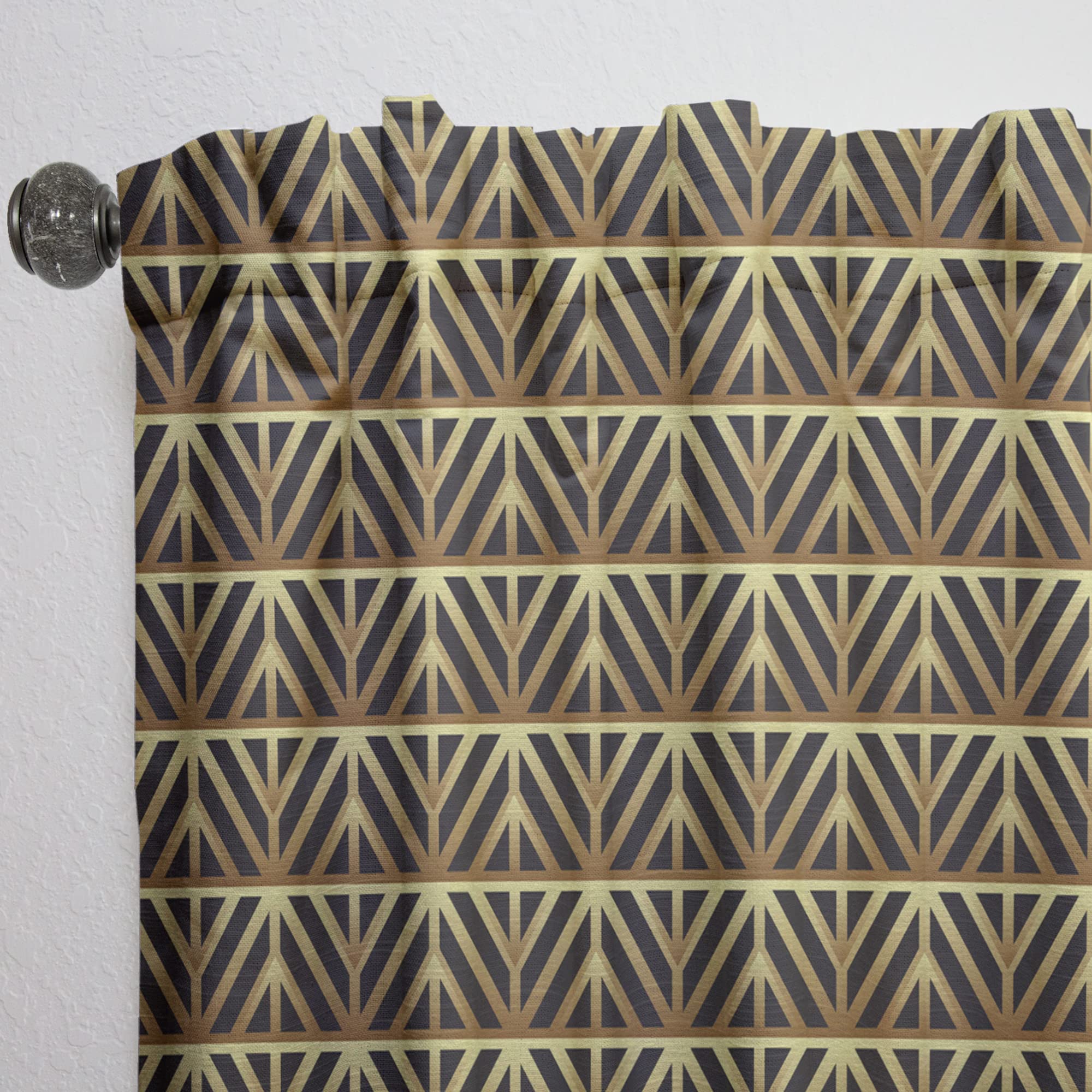 DesignQ Luxury Metallic Geometric Curtains - Thermal Insulated Single Panel (52x108 Inches) for Bedroom & Living Room - Elegant Gold Drapes for Home Decor & Blackout Needs