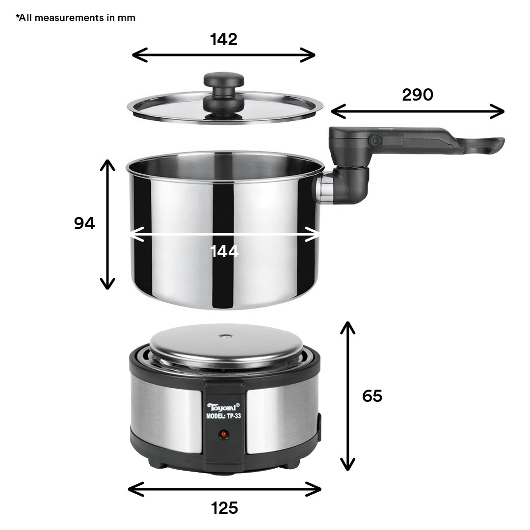 TOYOMI Stainless Steel Travel Cooker Pot - Compact Portable Cooking Pot for Camping, Hiking & Outdoor Adventures | TP 33 Model