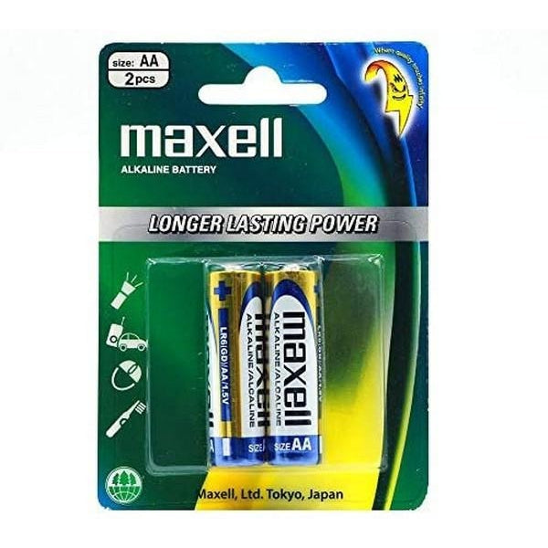 Maxell Alkaline AAA Batteries (2-Pack) - Long-Lasting Power for Remote Controls, Toys & Electronics - High-Performance AAA Batteries for Home & Office Use