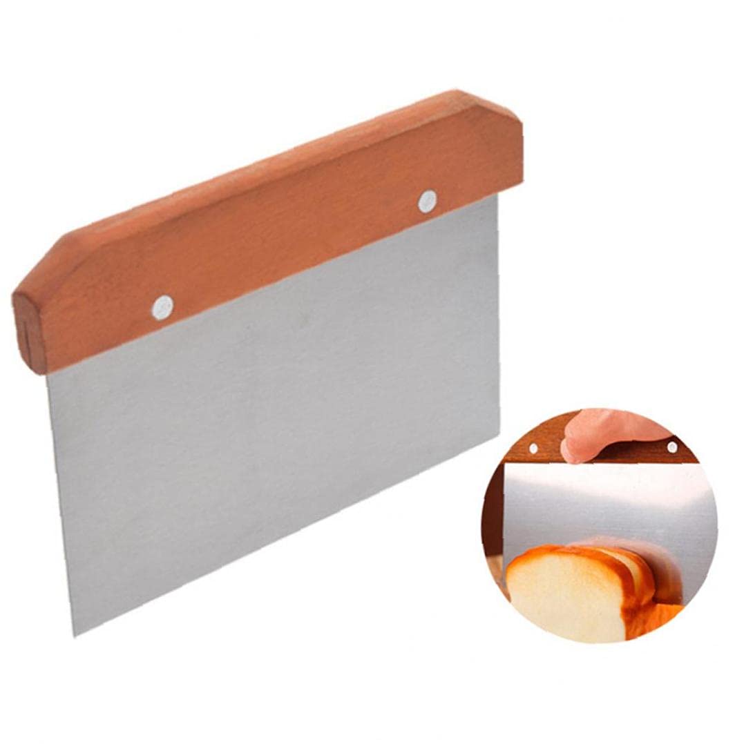 Premium Stainless Steel Pastry Chopper with Wooden Handle - Professional Cake, Pizza & Dough Scraper - Essential Baking Tool for Home & Commercial Kitchens - Perfect for Pastry Chefs, Bakers & Cooking Enthusiasts