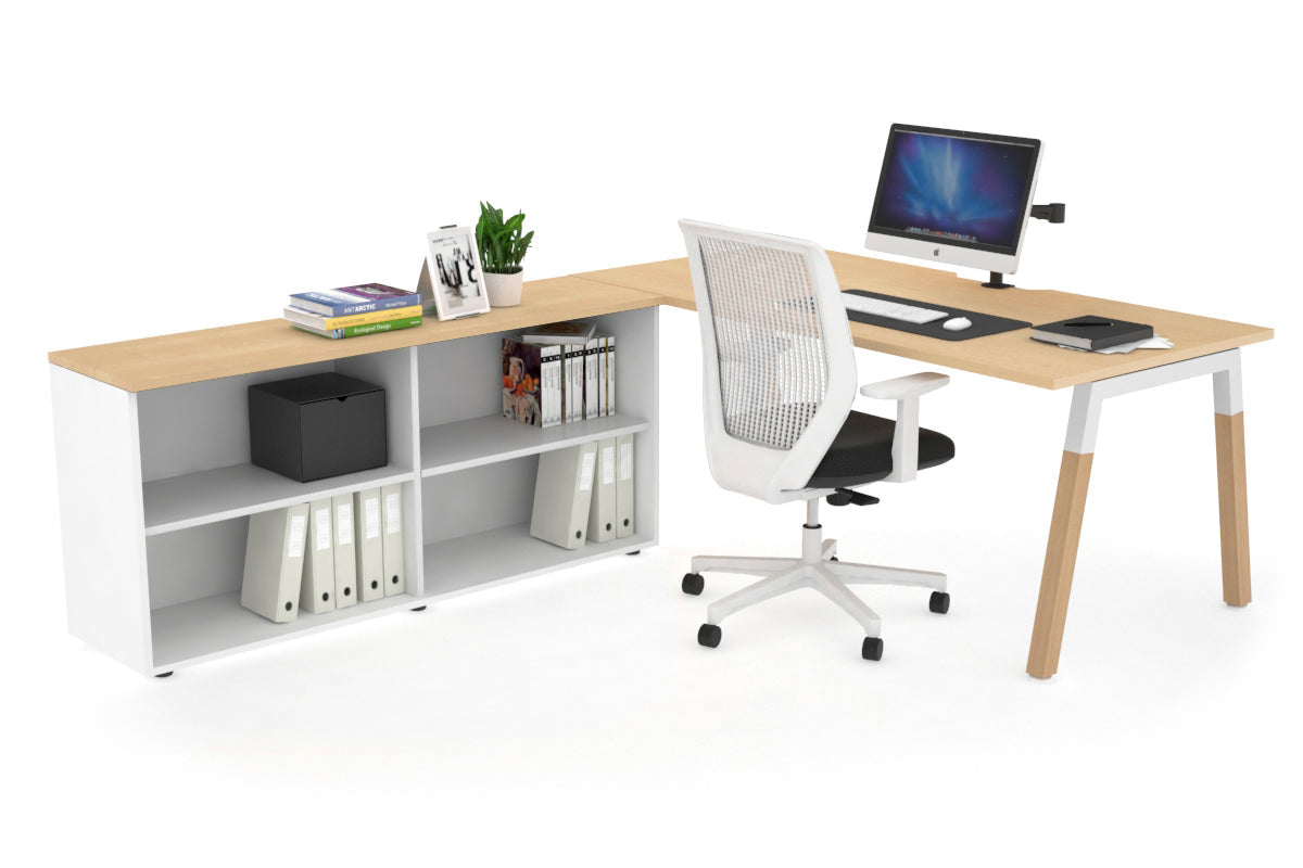 Premium Quadro A Legs Executive Desk - Solid Wood Legs with White Cross Beam [1800L x 800W] - Perfect for Home Office, Conference Room & Executive Workspace
