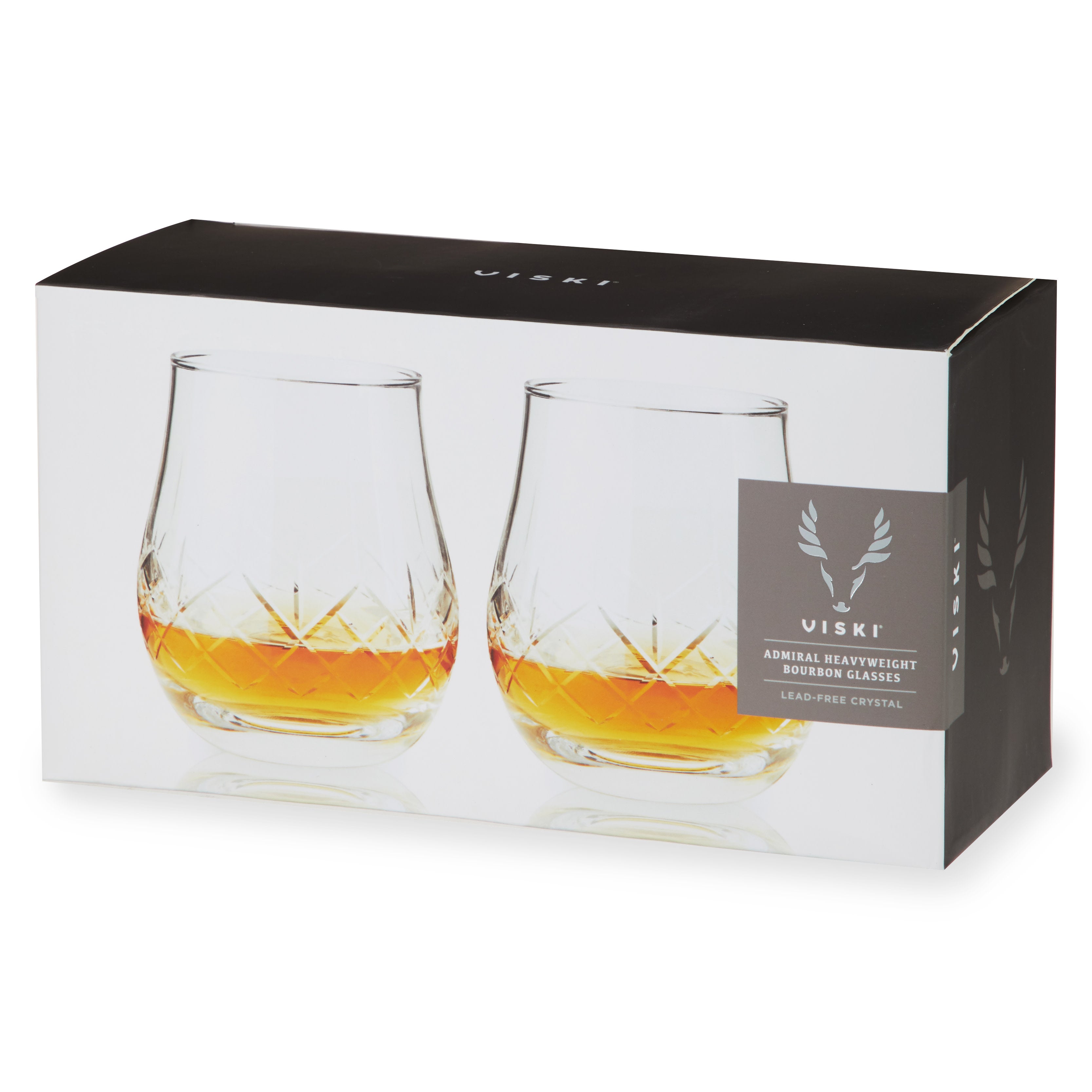 Premium Admiral Crystal Whiskey Glasses Set - Heavyweight Lead-Free Glass Tumbler for Bourbon, Scotch & Whiskey - Elegant Barware for Home, Parties & Gifts