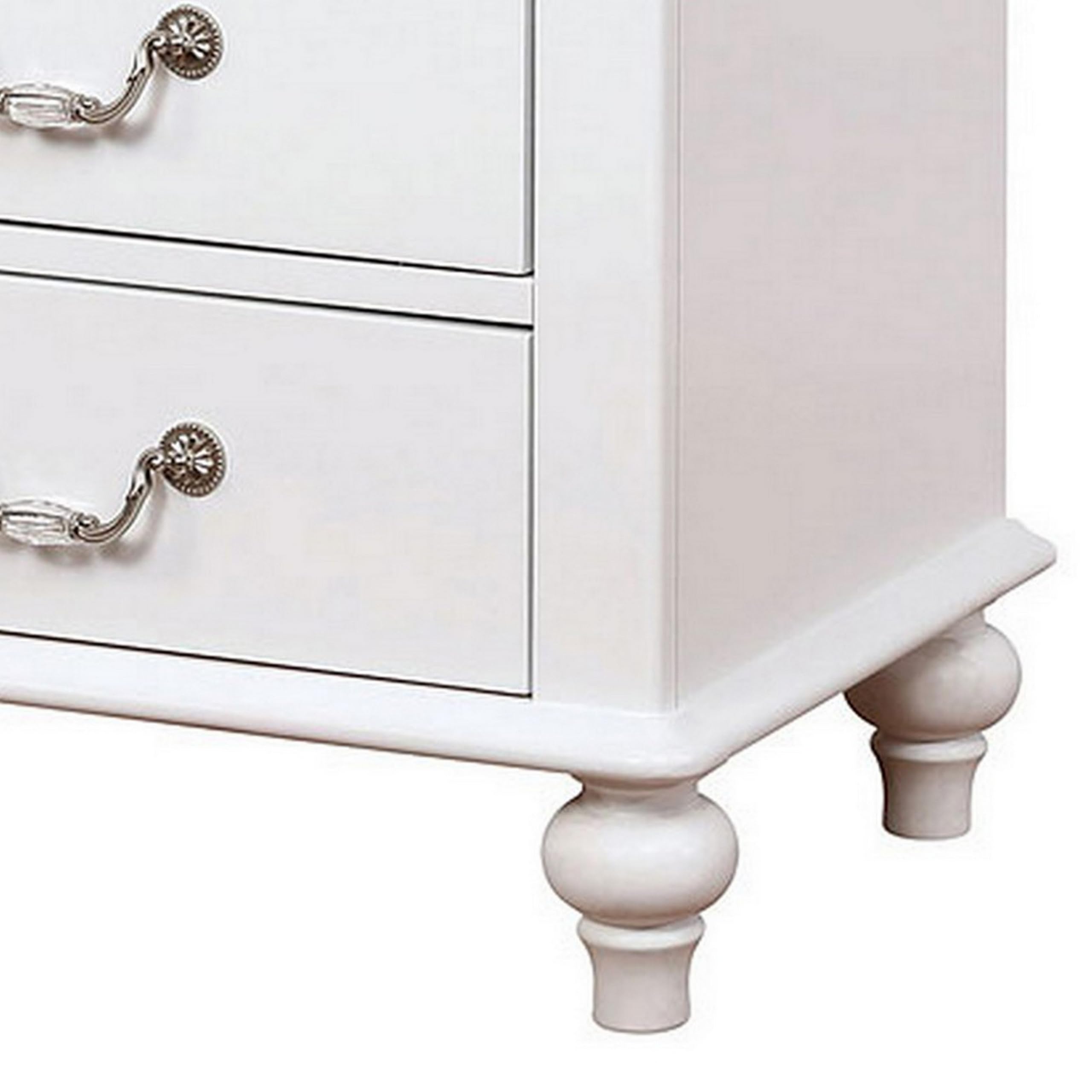 Benjara White Nightstand with 3 Drawers & Built-in USB Port - Perfect for Bedroom Storage & Charging Devices