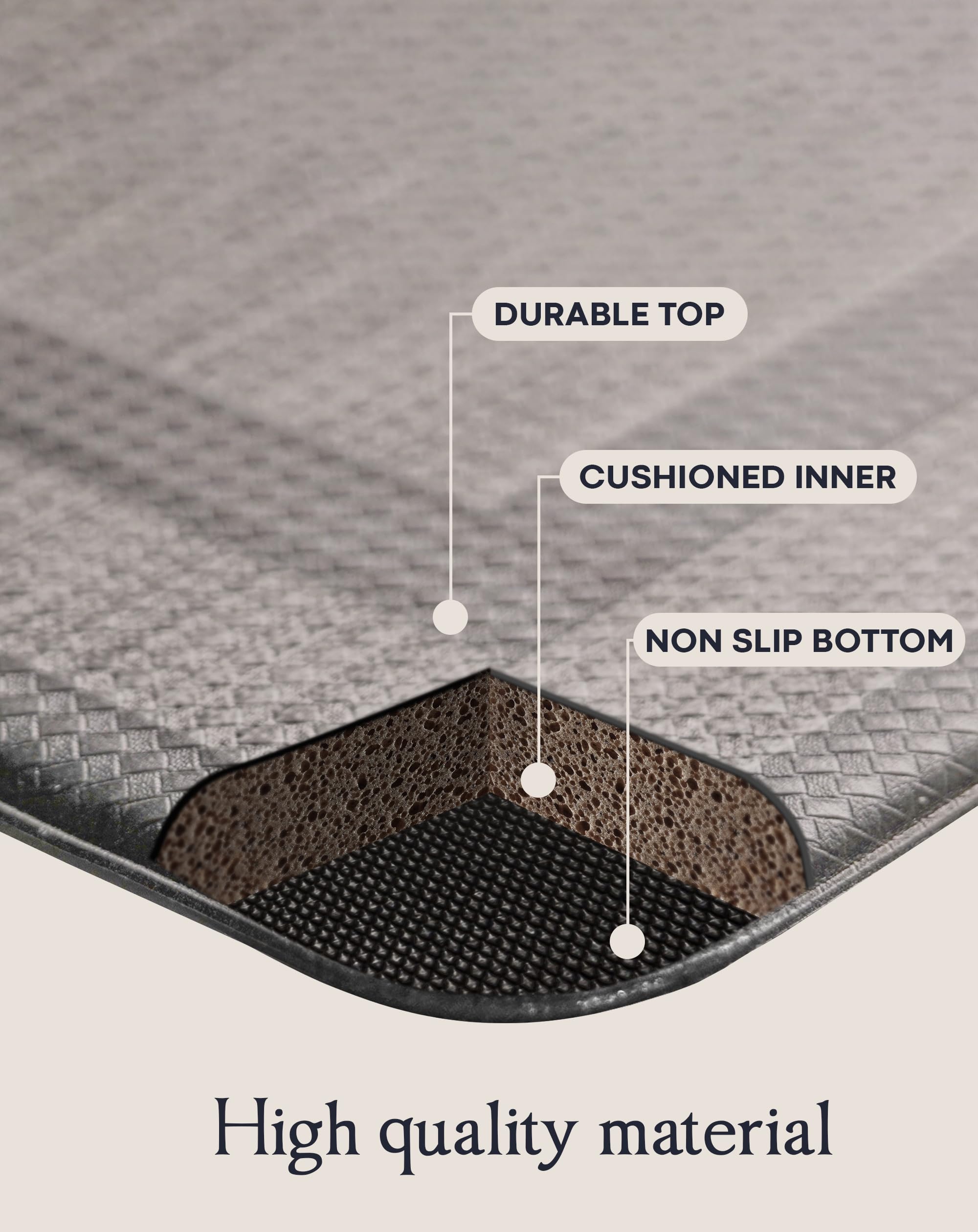 Homergy Anti-Fatigue Kitchen Mats - 2 Pack Memory Foam Standing Mats for Office, Home & Laundry Room - Waterproof, Ergonomic Floor Cushion (17.3×30.3 & 17.3×59 Inches, Grey) - Perfect for Cooking, Dishwashing & Long Work Hours