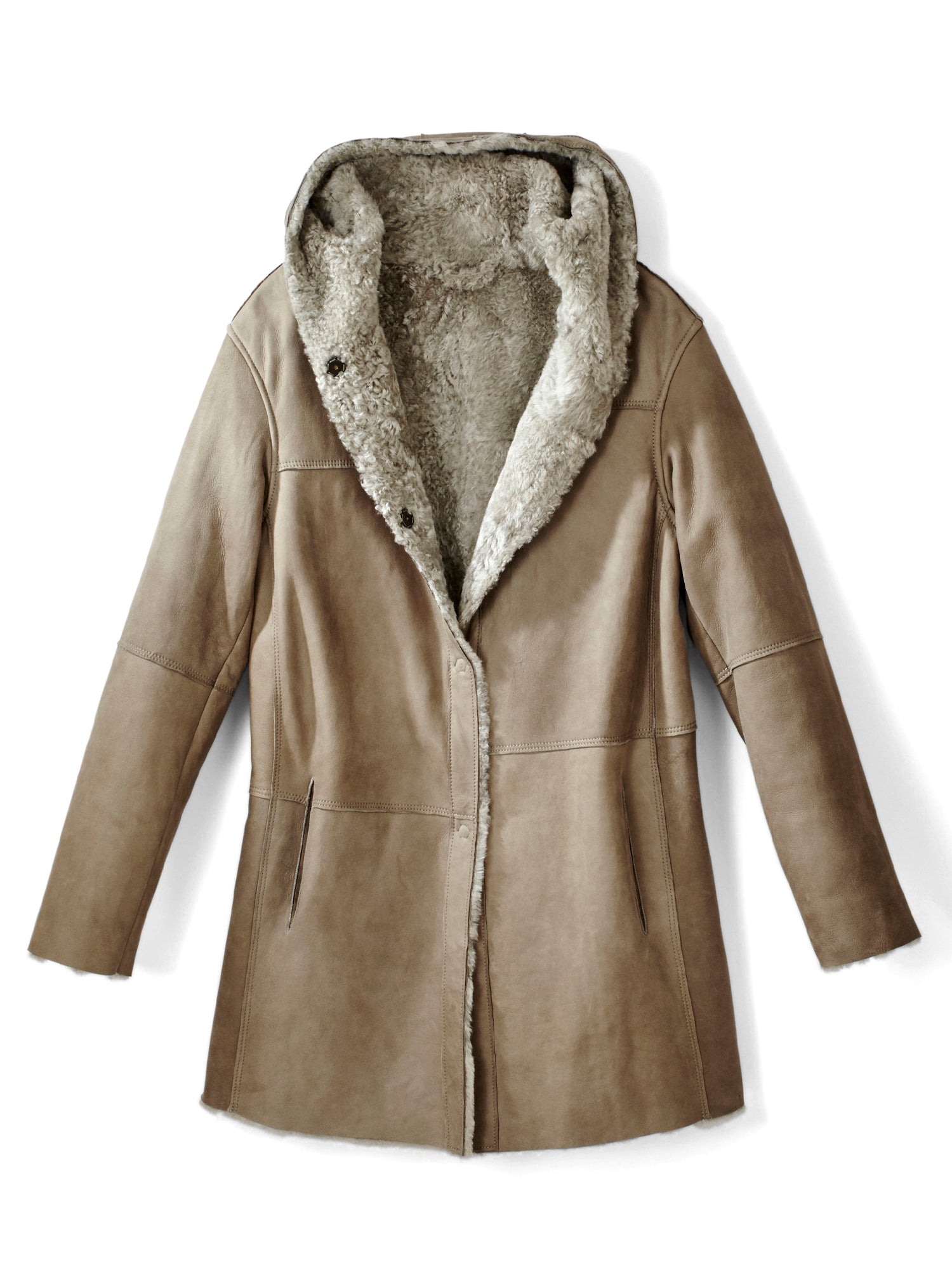 Olivera Reversible Shearling Coat for Women - Winter Warm Faux Fur Jacket with Hood, Cozy Outerwear for Cold Weather - Perfect for Snow Days, Outdoor Adventures & Casual Wear