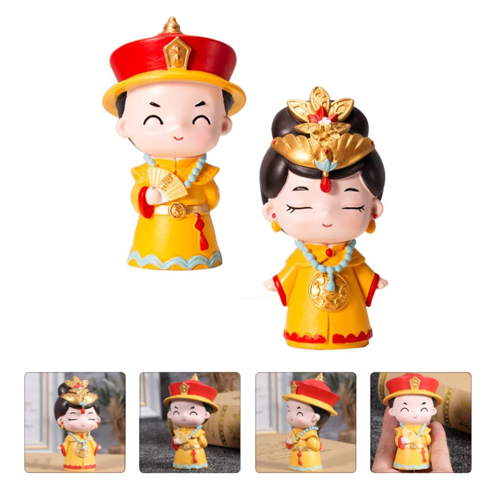 2pcs Emperor Empress Cake Toppers - Chinese Style Birthday Cake Decorations for Wedding, Anniversary & Home Ornament | Elegant Cake Figurines for DIY Cake Crafting & Party Decor