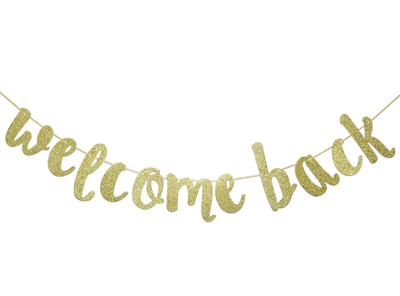 Welcome Back Gold Glitter Hanging Sign Banner - First Day of School Decorations, Classroom Door Decor, Back to School Party Supplies | Perfect for Bulletin Boards, Teacher Gifts & School Events