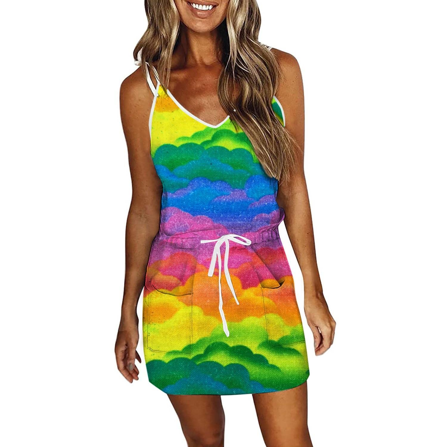 **Women's Spring & Summer Casual Short Sleeve Mini Dresses 2024 - Flowy Beach Wedding Party Sundresses for Outdoor, Vacation & Date Night**