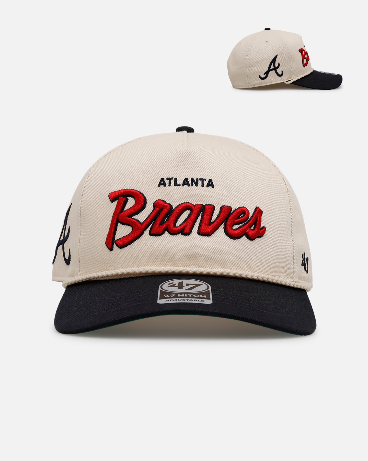 47 Brand Atlanta Braves MLB Opening Day Script Hitch Snapback Hat - Adjustable Baseball Cap for Men & Women - Perfect for Sports Fans, Casual Wear & Game Day Outfits