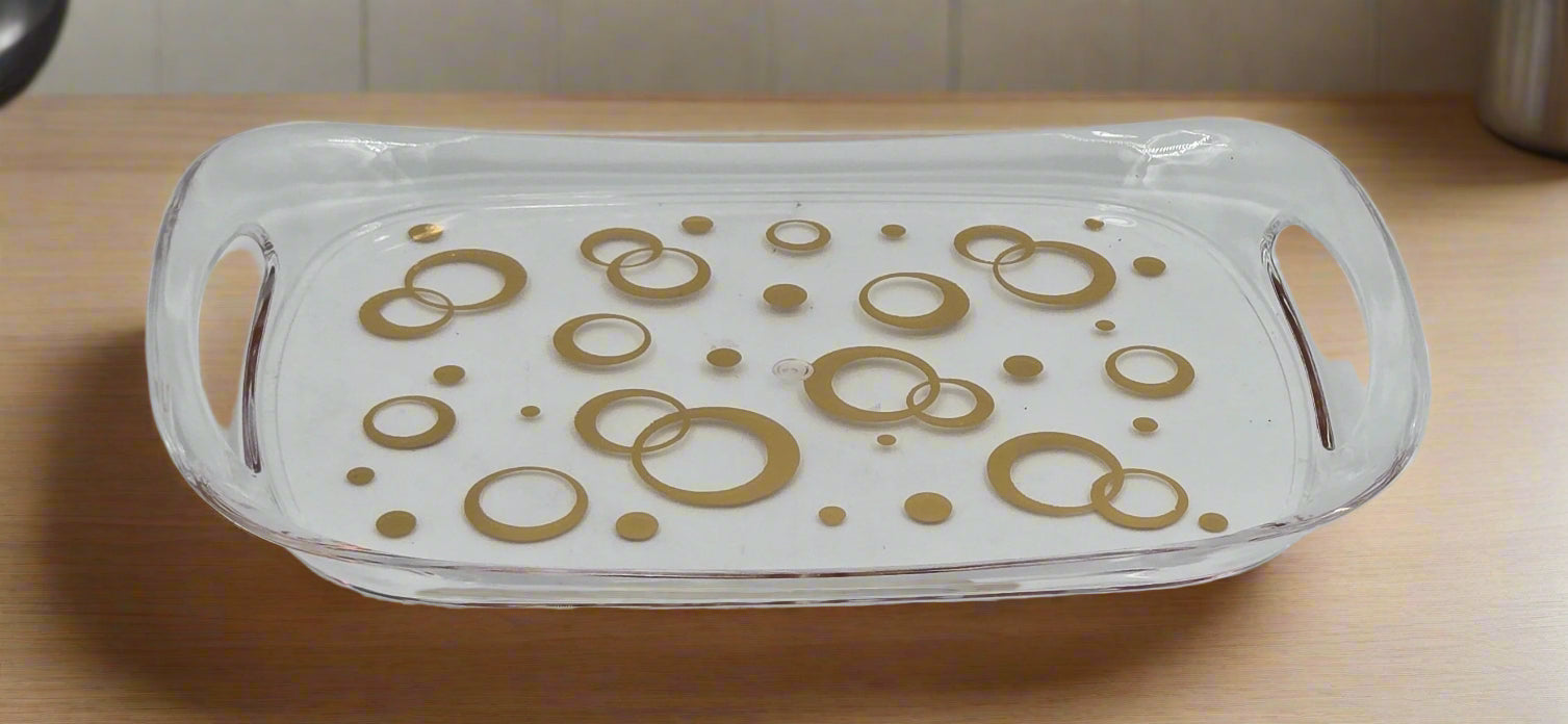 11.5x7.5 Inch Gold Decorative Serving Tray - Elegant Appetizer Platter for Parties, Dining & Home Decor