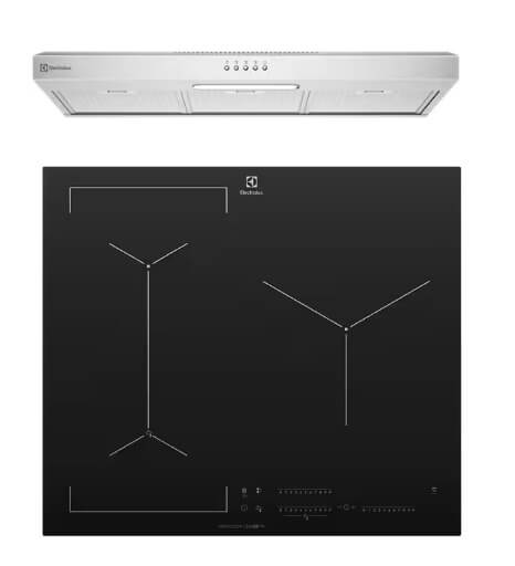 Electrolux ECF9214X 90cm UltimateTaste 300 Fixed Extractor Hood & EHI635BE 60cm UltimateTaste 700 3-Zone Induction Cooktop - Premium Kitchen Appliances for Modern Home Cooking