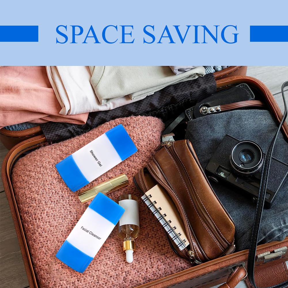 INOVERA 3-in-1 Refillable Travel Bottles Set - Leak Proof Plastic Containers for Shampoo, Conditioner & Lotion - TSA Approved Toiletry Bottles for Air Travel (Blue) | Perfect for Carry-On Luggage, Gym Bags & Vacation Essentials