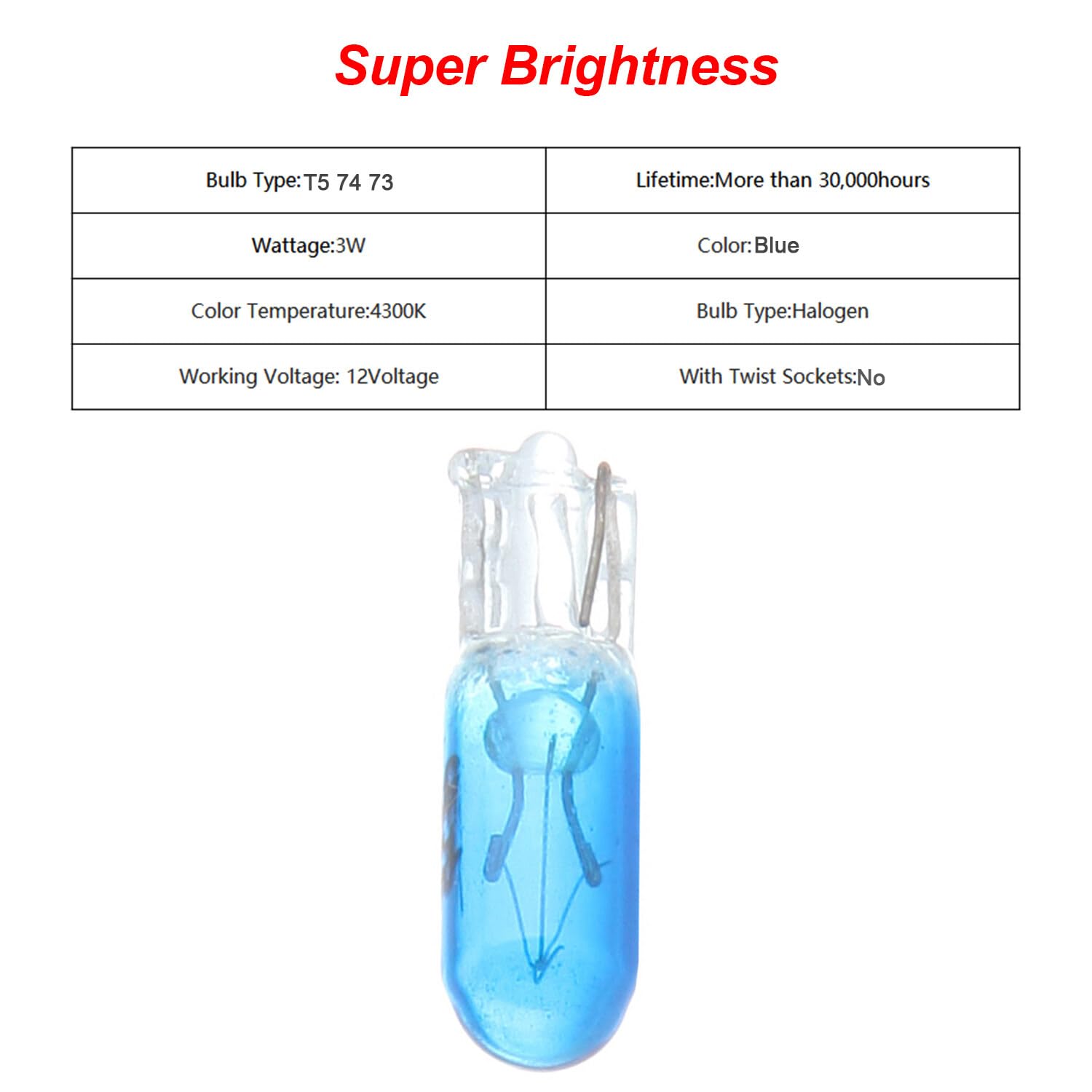 10 Pack T5 Halogen Blue Light Bulbs - Direct Replacement for Marker/Clearance/Side Auto Lamps (Fits 70 2721) - Perfect for Truck, RV & Trailer Lighting Upgrades