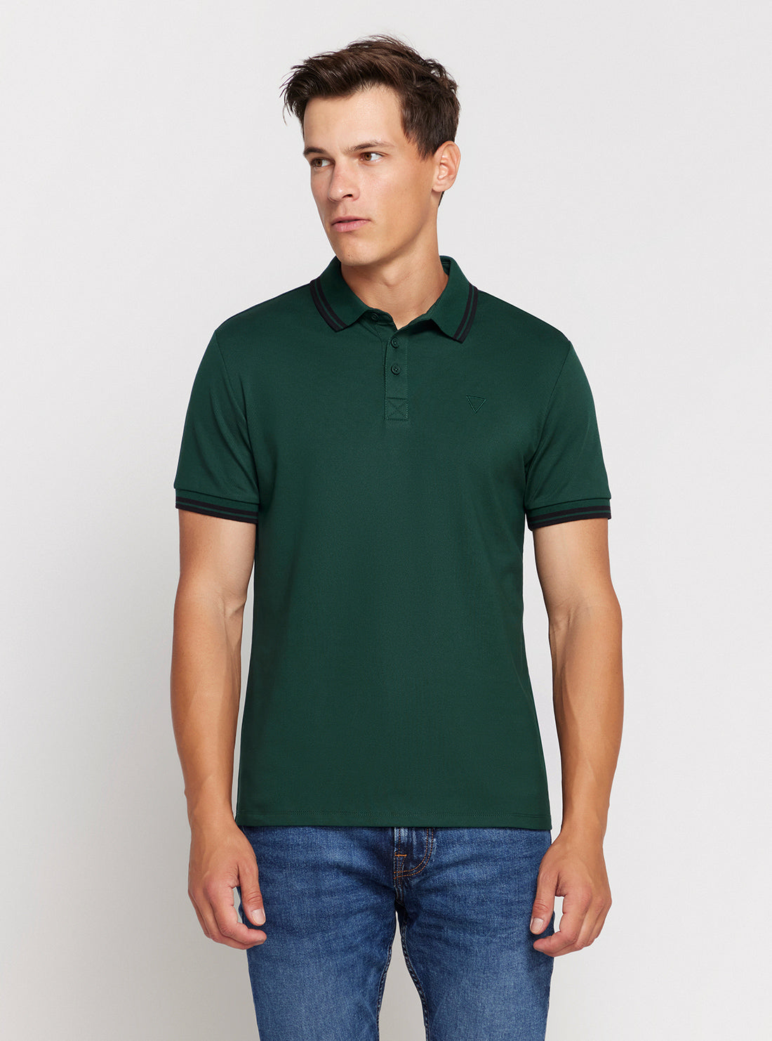 Men's Green Short Sleeve Pique Polo Shirt - Breathable Cotton Casual Wear for Golf, Work & Summer Outings