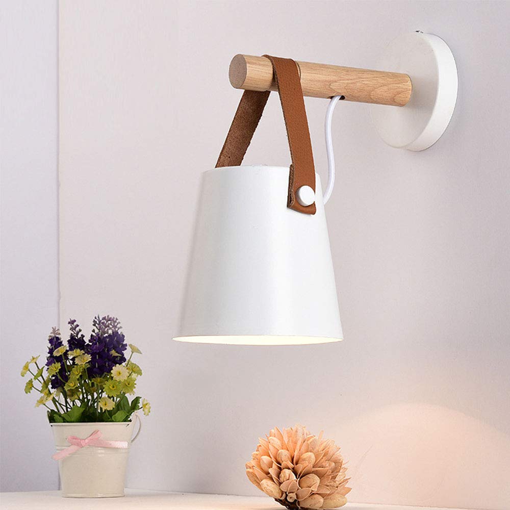 Modern Industrial E26 LED Wall Sconce Lighting - Belt Wall Lamp for Bedroom, Living Room & Corridor - White Finish - Perfect for Loft, Apartment and Commercial Spaces