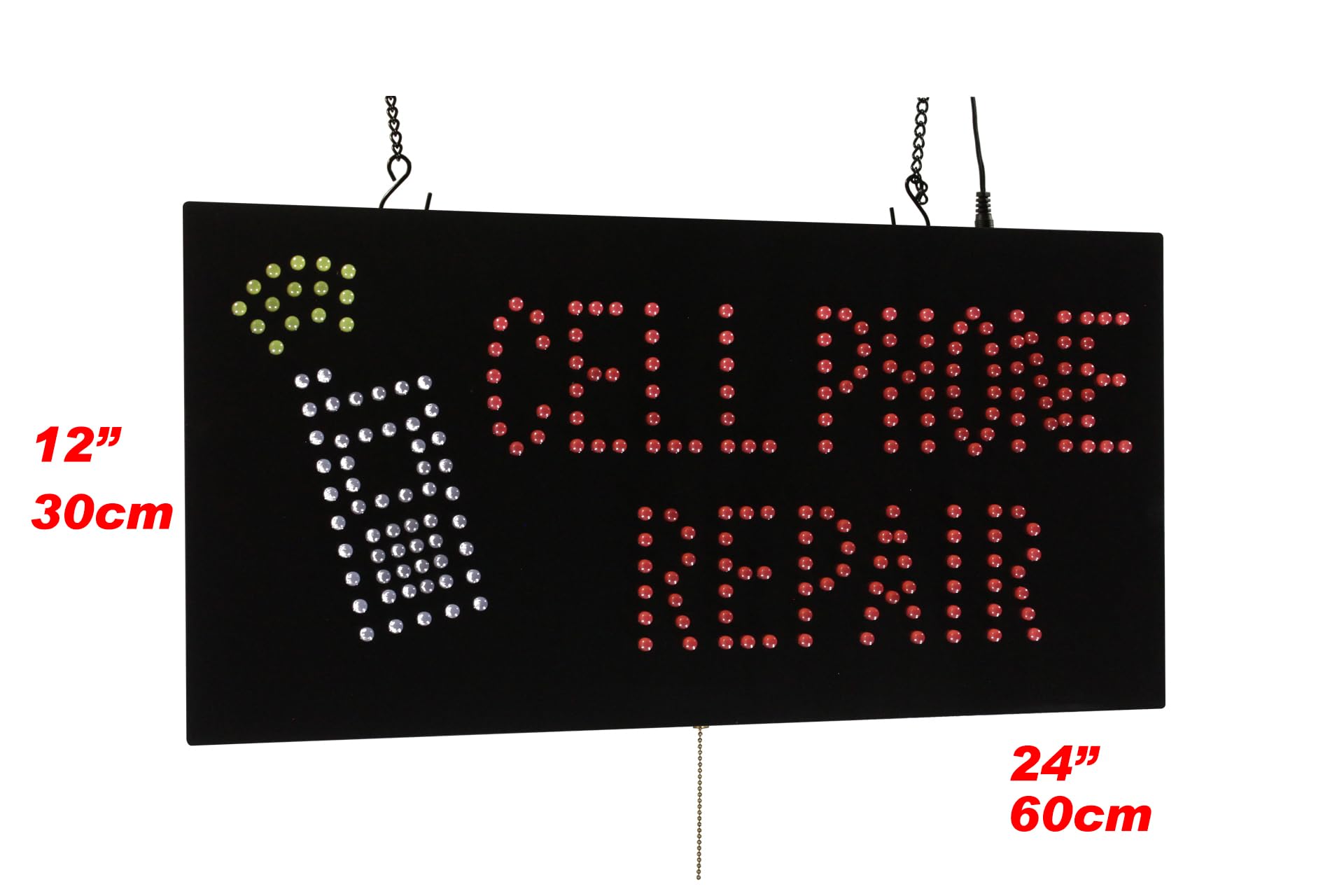 TOPKING 24x12 Inch LED Cell Phone Repair Sign - Bright Open Signage for Storefront Display (60x30cm) - Perfect for Grand Opening & Business Promotion Gifts