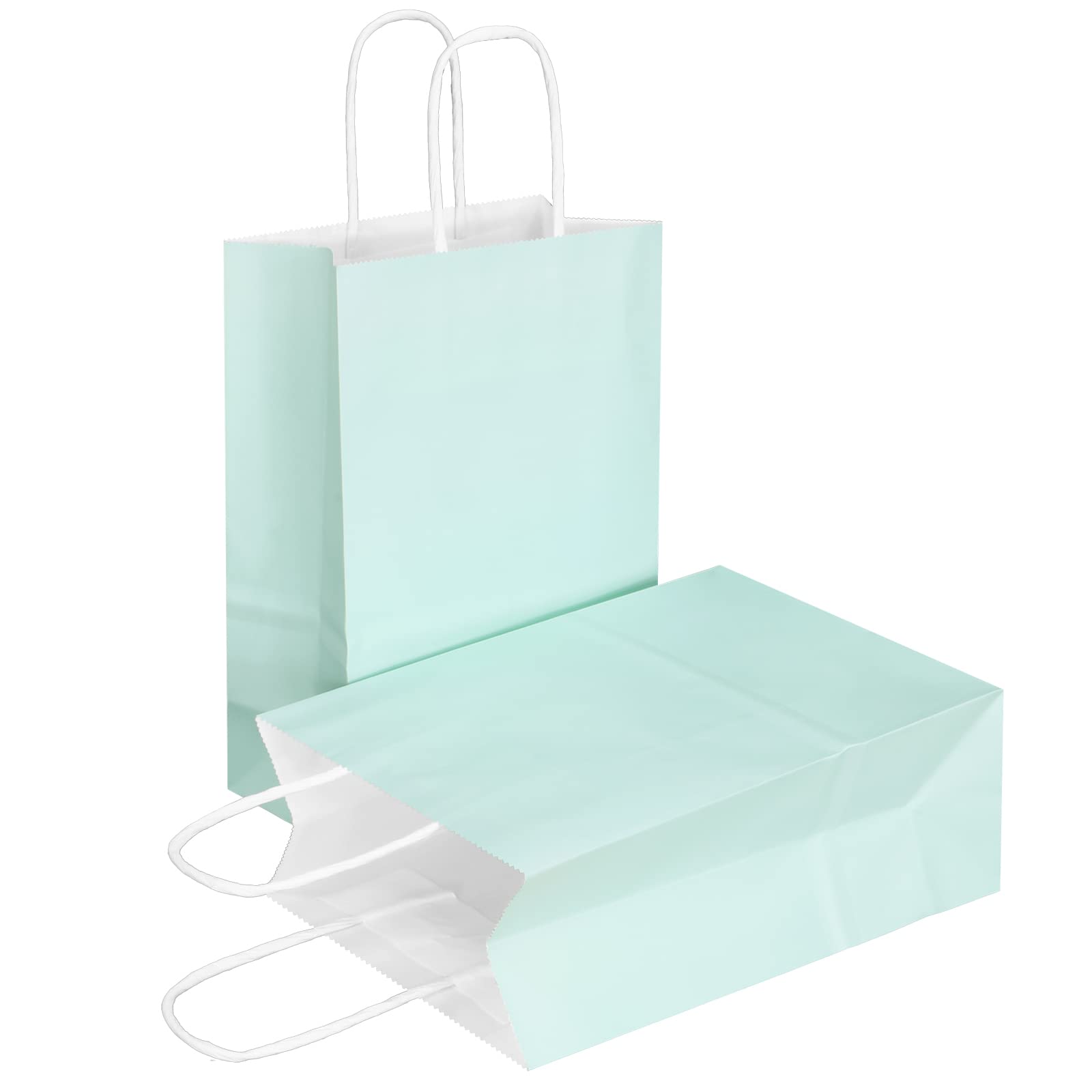 AZOWA Large Kraft Paper Gift Bags with Handles - 10.2 x 4.7 x 12.9 Inches, Pastel Green (12 Pack) - Perfect for Birthday Parties, Weddings, Baby Showers & Corporate Events