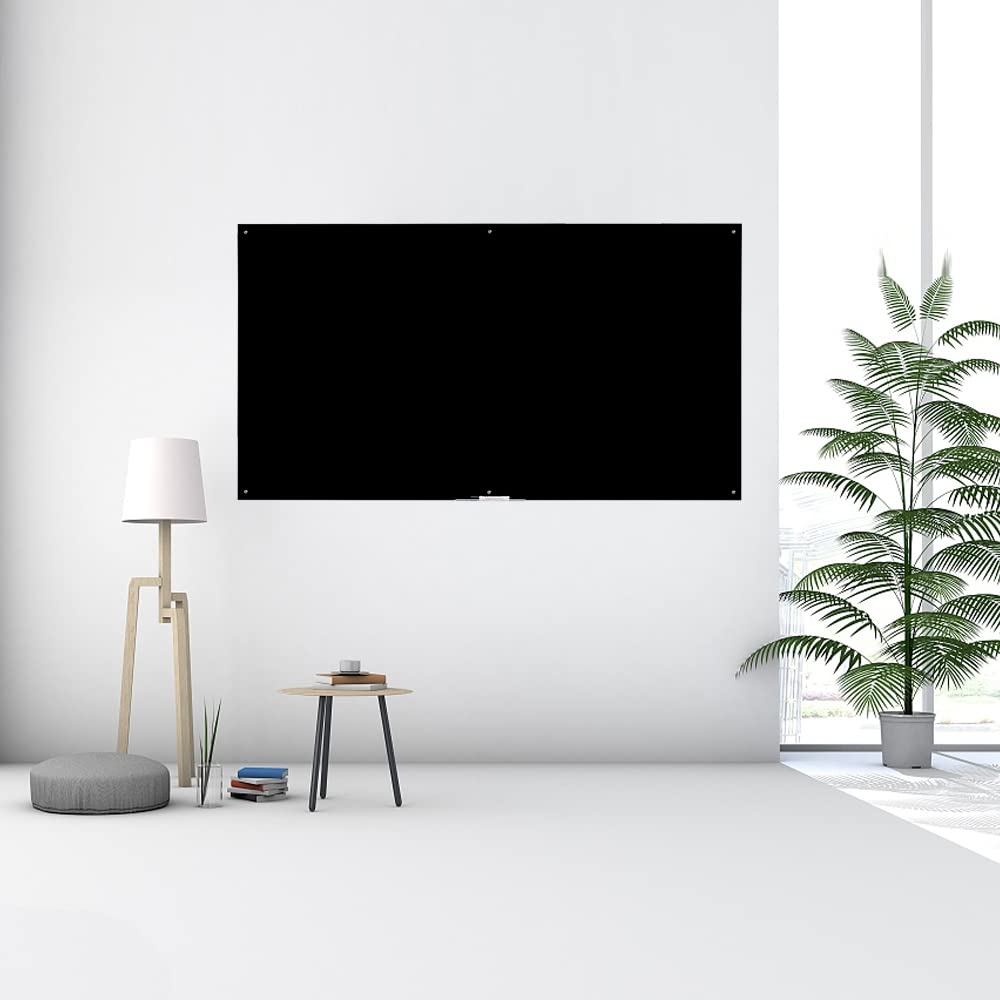 Frameless Black Glass Dry Erase Board - 72