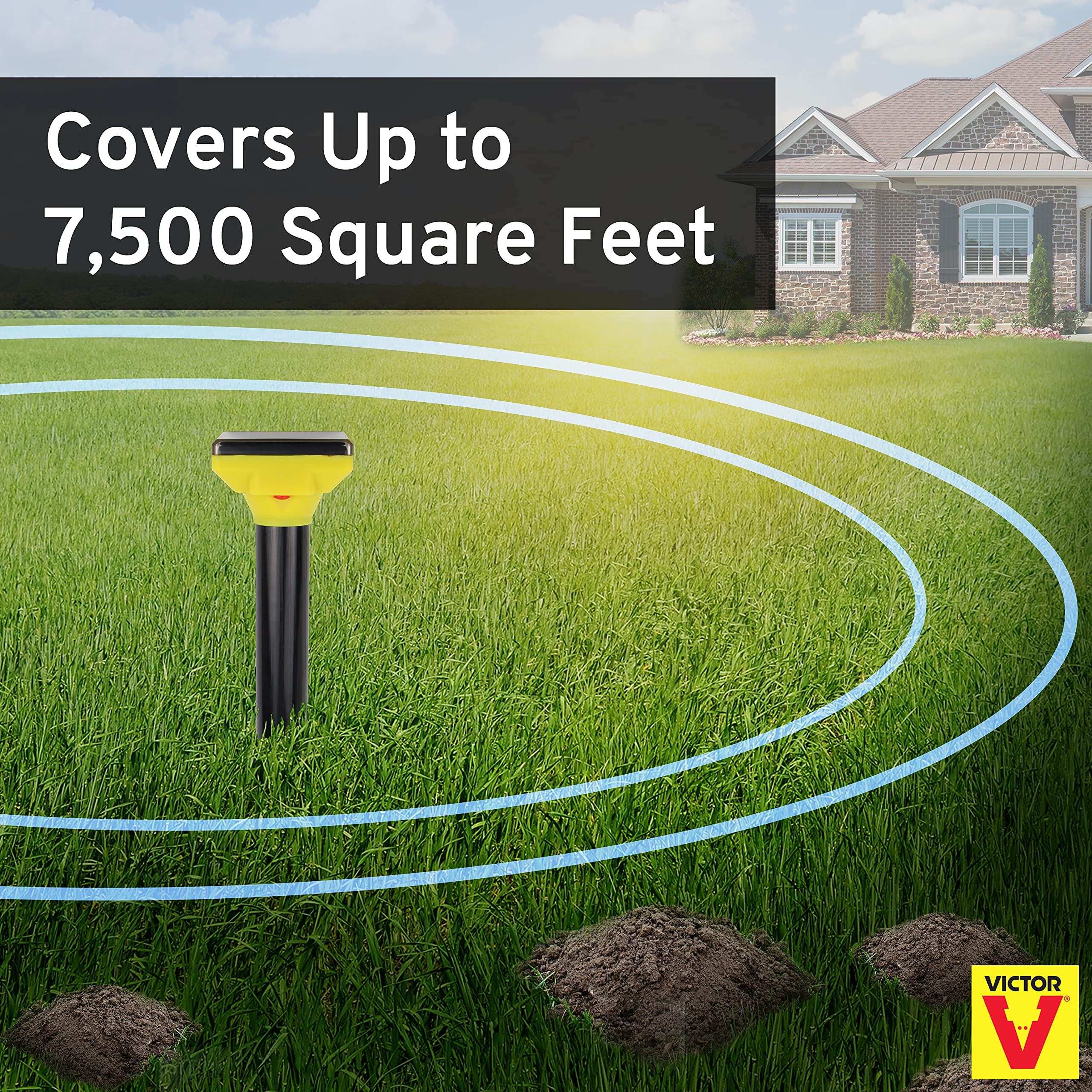 Victor M9014 Solar Powered Sonic Spike - Ultrasonic Mole & Gopher Repellent for Yard & Garden Protection | Eco-Friendly Pest Control Solution for Lawns, Farms & Outdoor Spaces