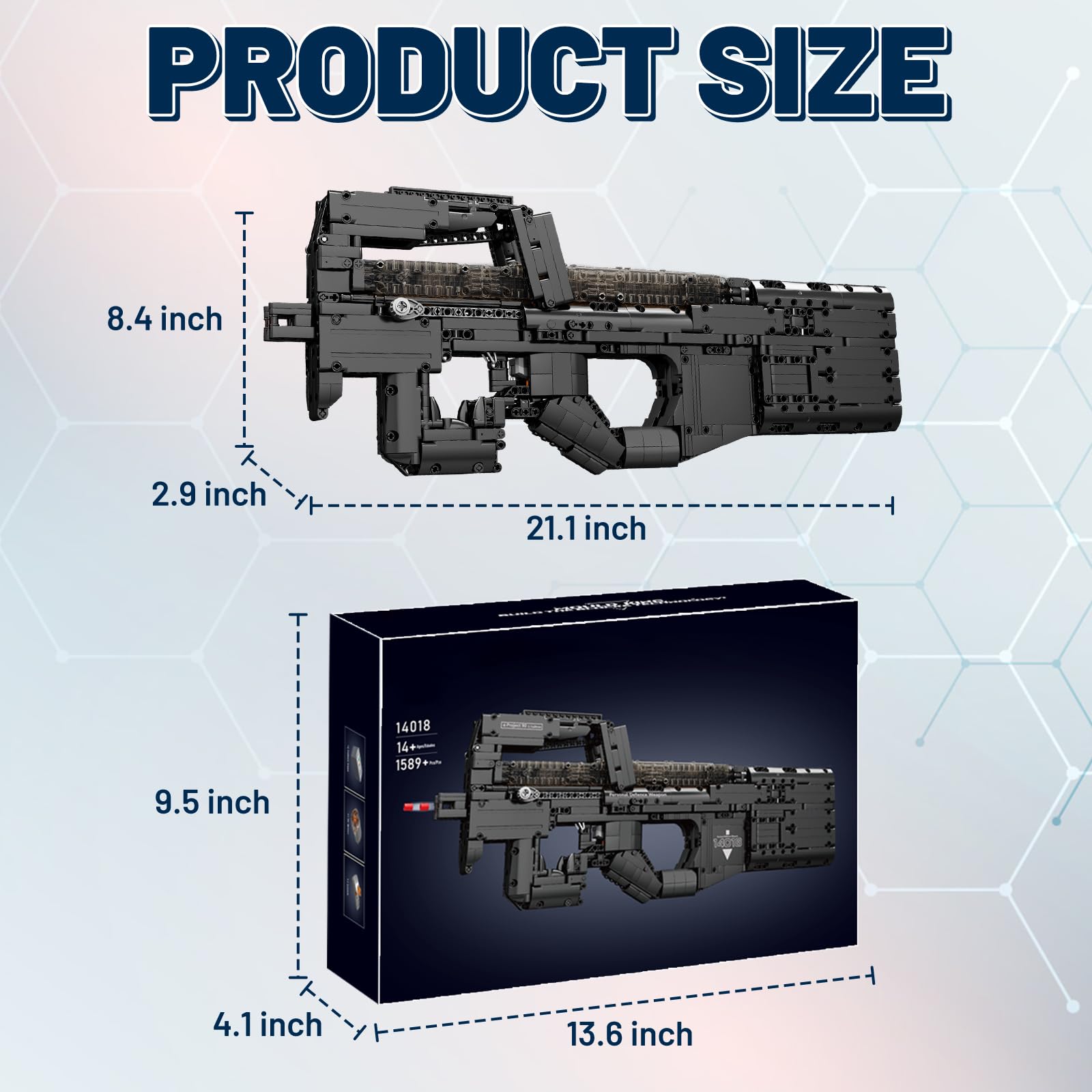Amplelife 1589 PCS Military Building Blocks Kit - P90 Assault Rifle Model with Electric Launch for Adults & Kids 8+, Perfect for Collectors, Halloween, Christmas & Birthday Gifts - Great for Role Play, Display & DIY Projects