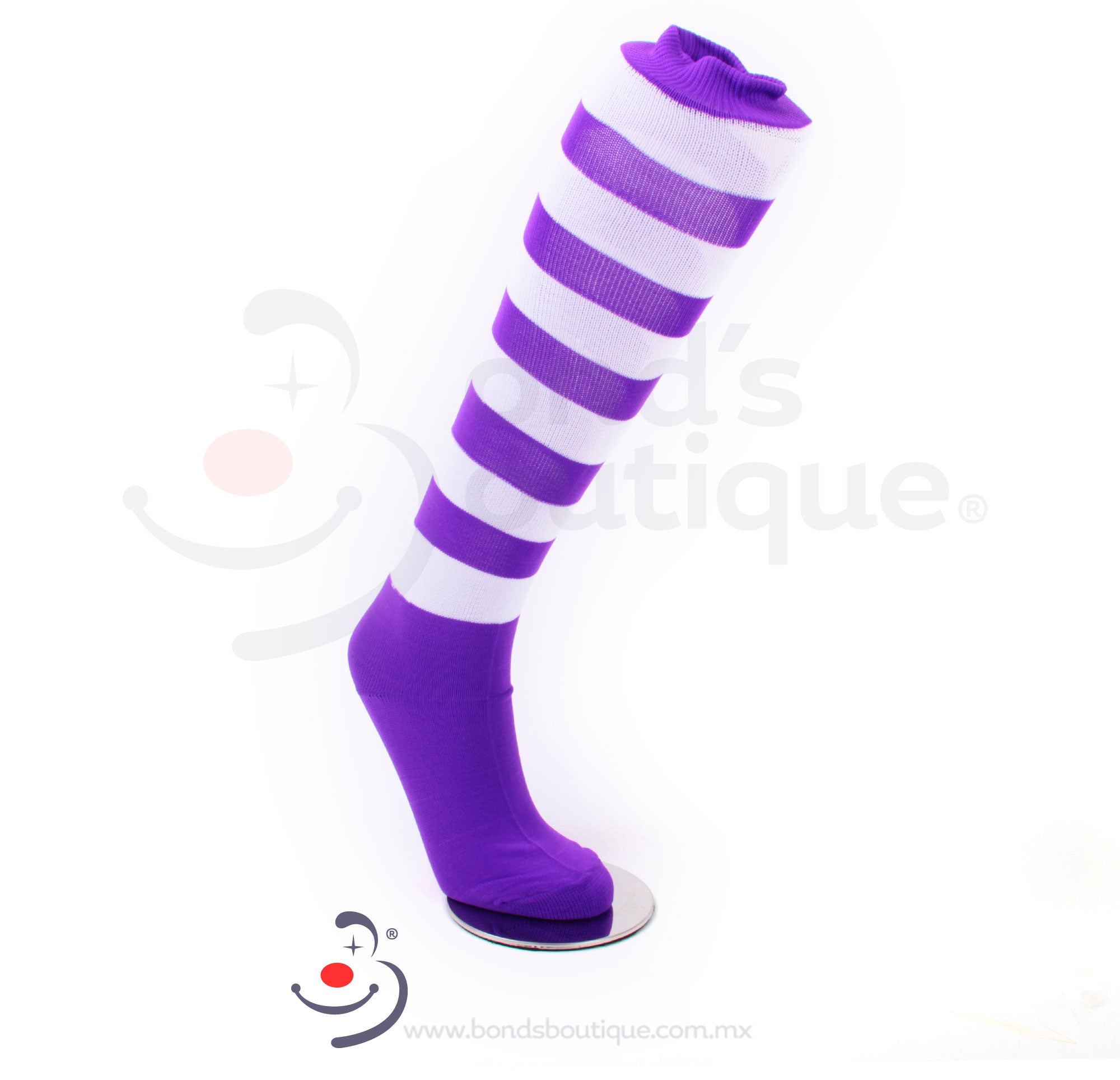 BONDS Women's White & Purple Knee-High Socks - Soft & Comfortable for Everyday Wear, Workout, and Fashion Outfits