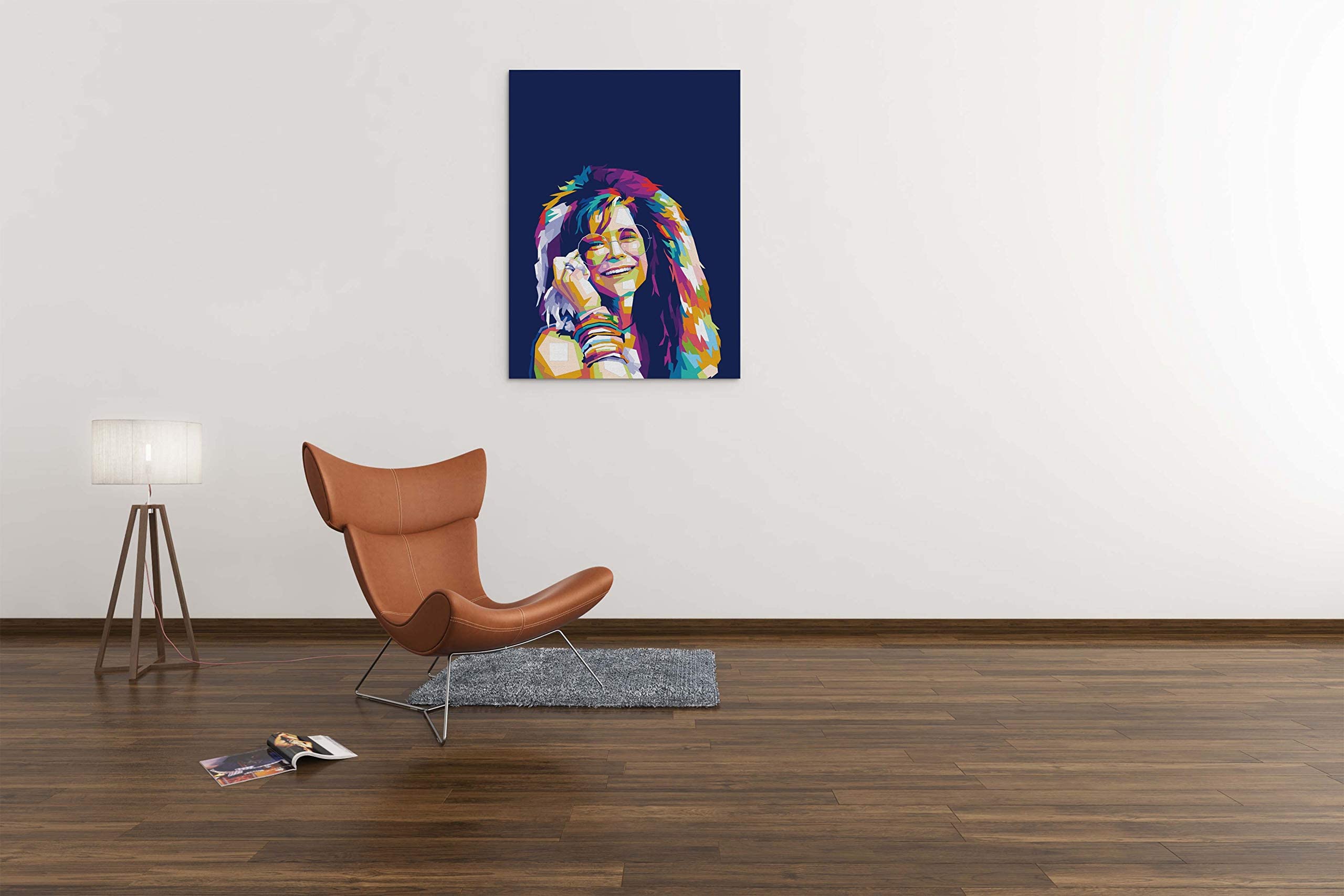 Janis Joplin Framed Pop Art Canvas - 24x24 Inch Ready to Hang Wall Decor, Stretcher Bars Only - Perfect for Living Room, Bedroom & Music Studio Decor