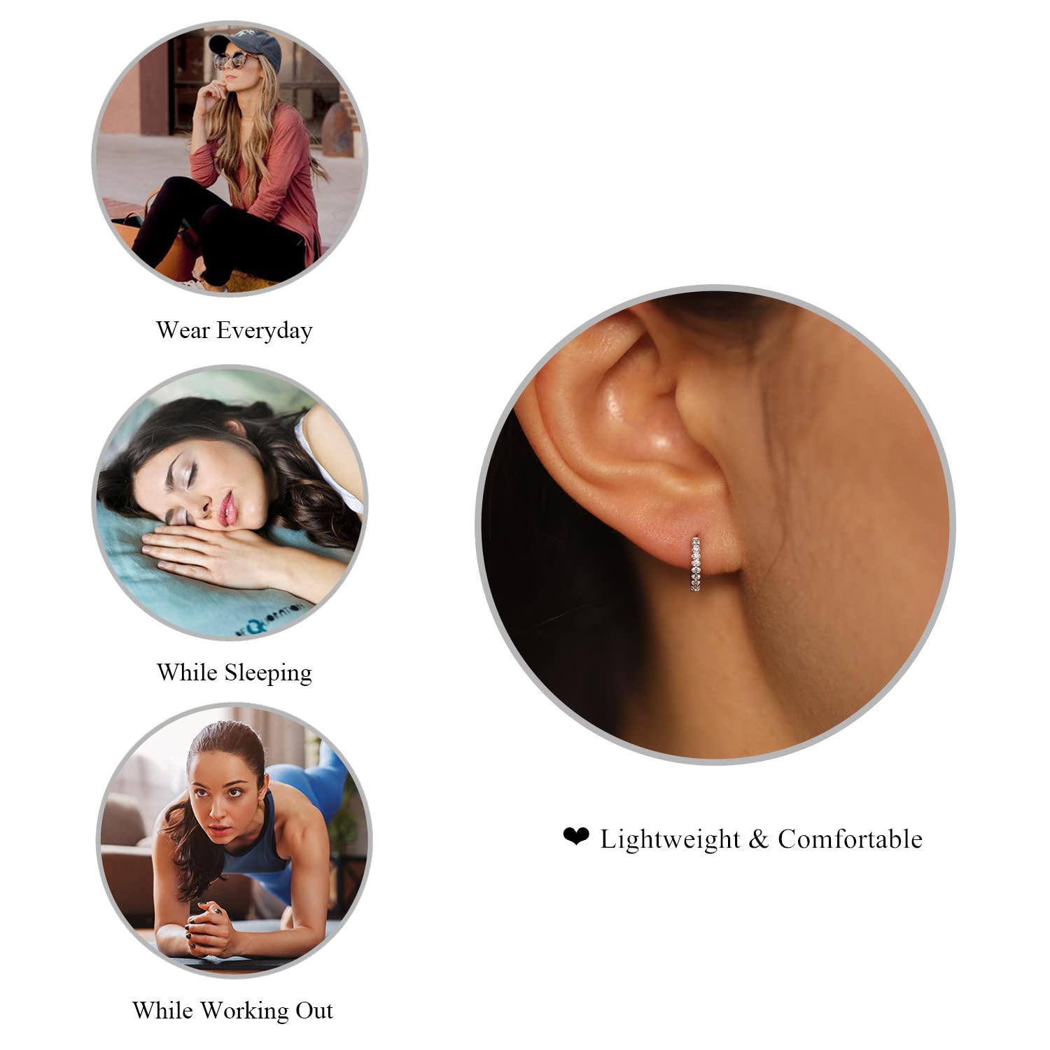 Small CZ Huggie Hoop Earrings for Women & Girls - Dainty Lightweight 925 Sterling Silver Hypoallergenic Everyday Earrings | Perfect for Work, Date Night & Casual Wear