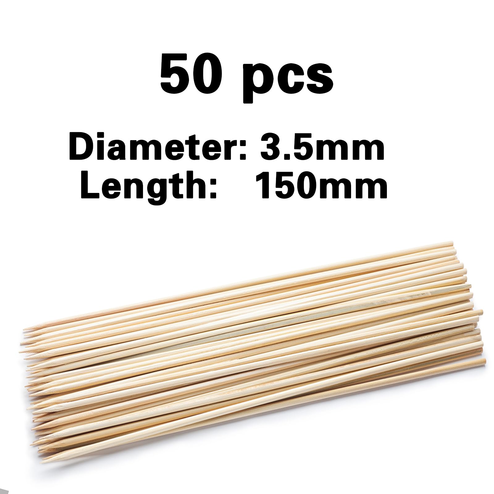LABUYI 50 Pcs Cake Pop Sticks, Bamboo Lollipop Sticks for Cake Pops, Cupcakes, Chocolate, Candy - 15cm × 3.5mm - Perfect for Baking, Dessert Decorating, and Party Treats