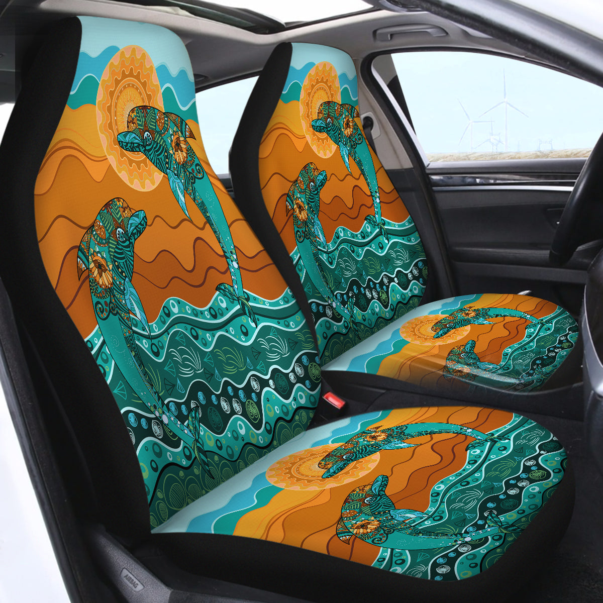 Dancing Dolphins Waterproof Car Seat Cover for Kids - Soft & Durable Protection for Baby & Toddler Seats - Perfect for Travel, Road Trips & Everyday Use