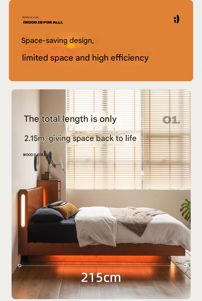 Solid Poplar Wood Storage Bed with Underbed Drawers - Perfect for Small Bedrooms, Kids Rooms & Guest Rooms - Space Saving Bed Frame with Hidden Storage Compartments