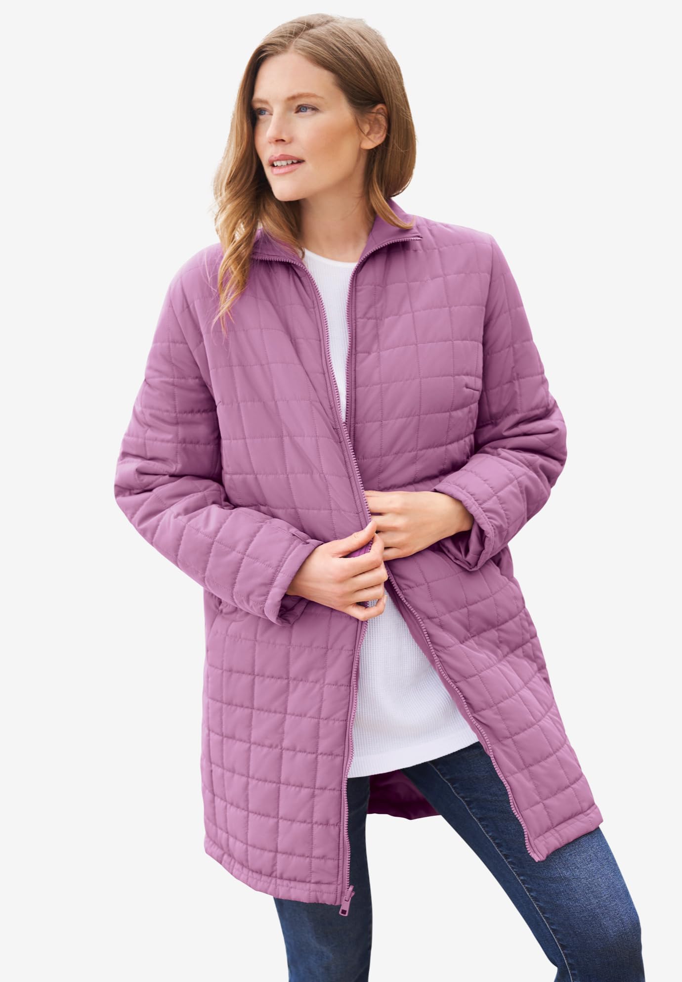 Woman Within Women's Plus Size 3-in-1 Hooded Taslon Jacket - Waterproof Windbreaker for Outdoor Hiking & Casual Wear