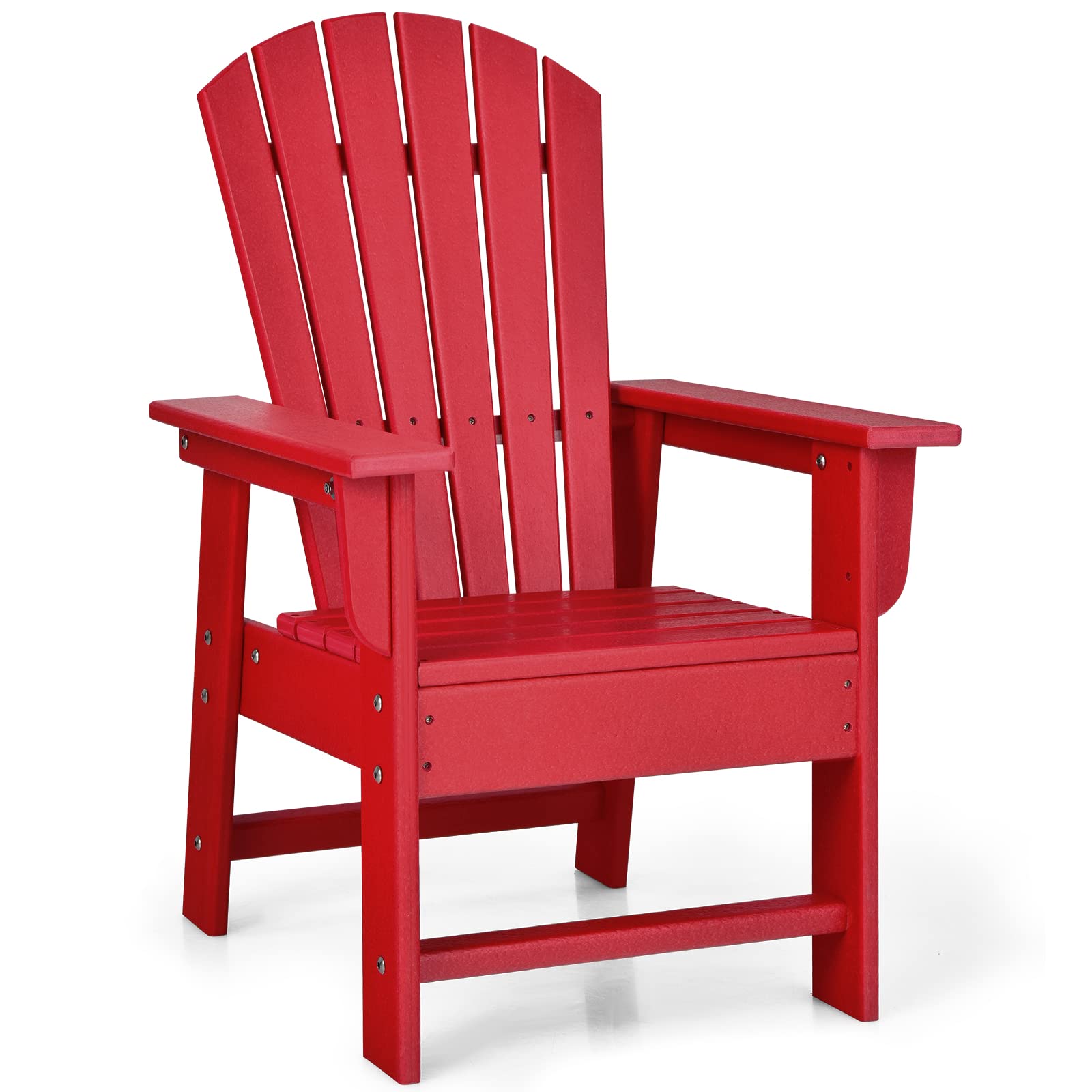 Giantex Kids Adirondack Chair - HDPE Patio Lawn Chair with Ergonomic Backrest for Outdoor & Indoor Use - Weather Resistant Toddler Outdoor Furniture for Deck, Porch, Backyard, Poolside (Red) - Perfect for Relaxing, Sunbathing and Family Gatherings