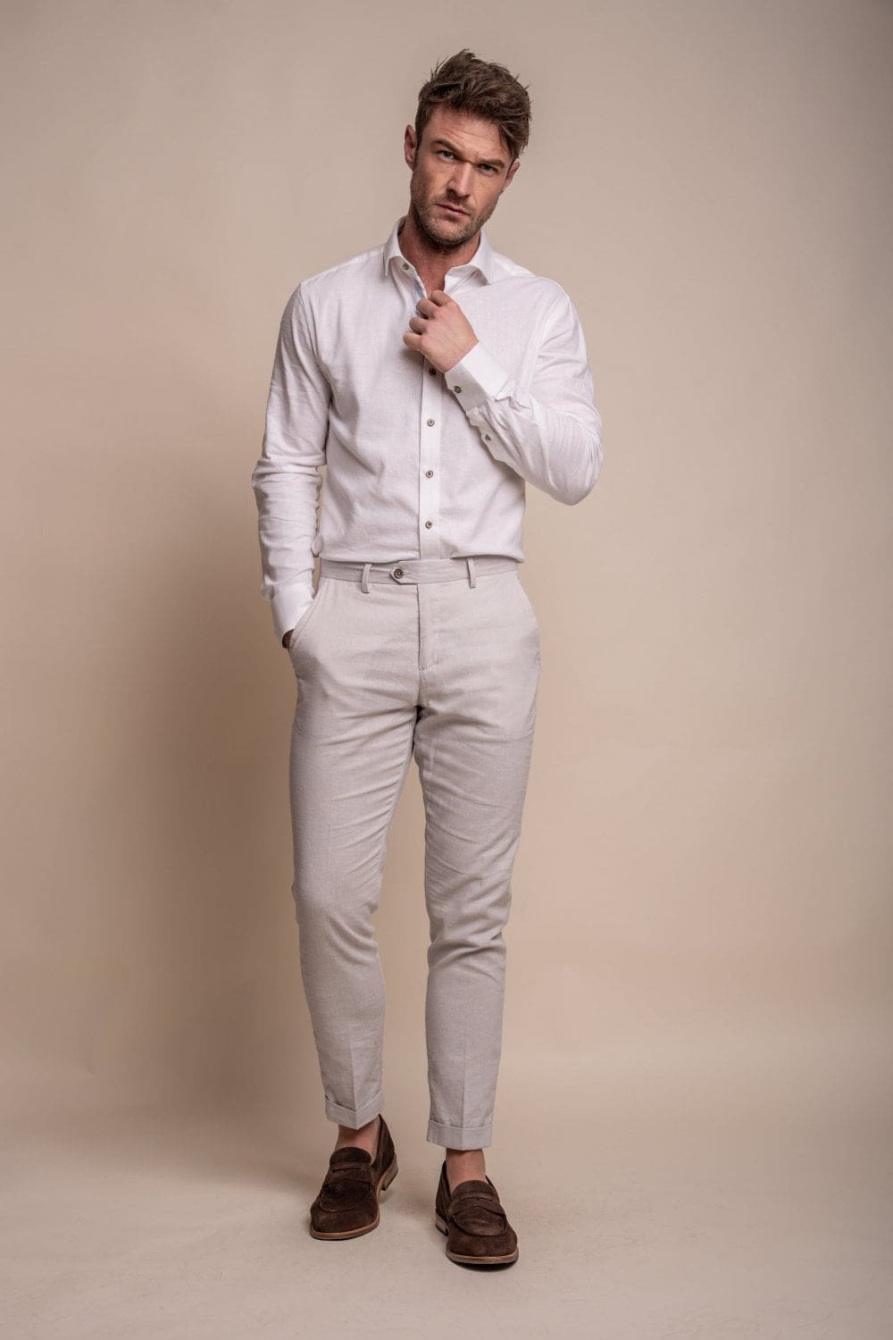 Cavani Alvari Stone Men's Dress Pants - Slim Fit Formal Trousers for Business, Office & Wedding Attire