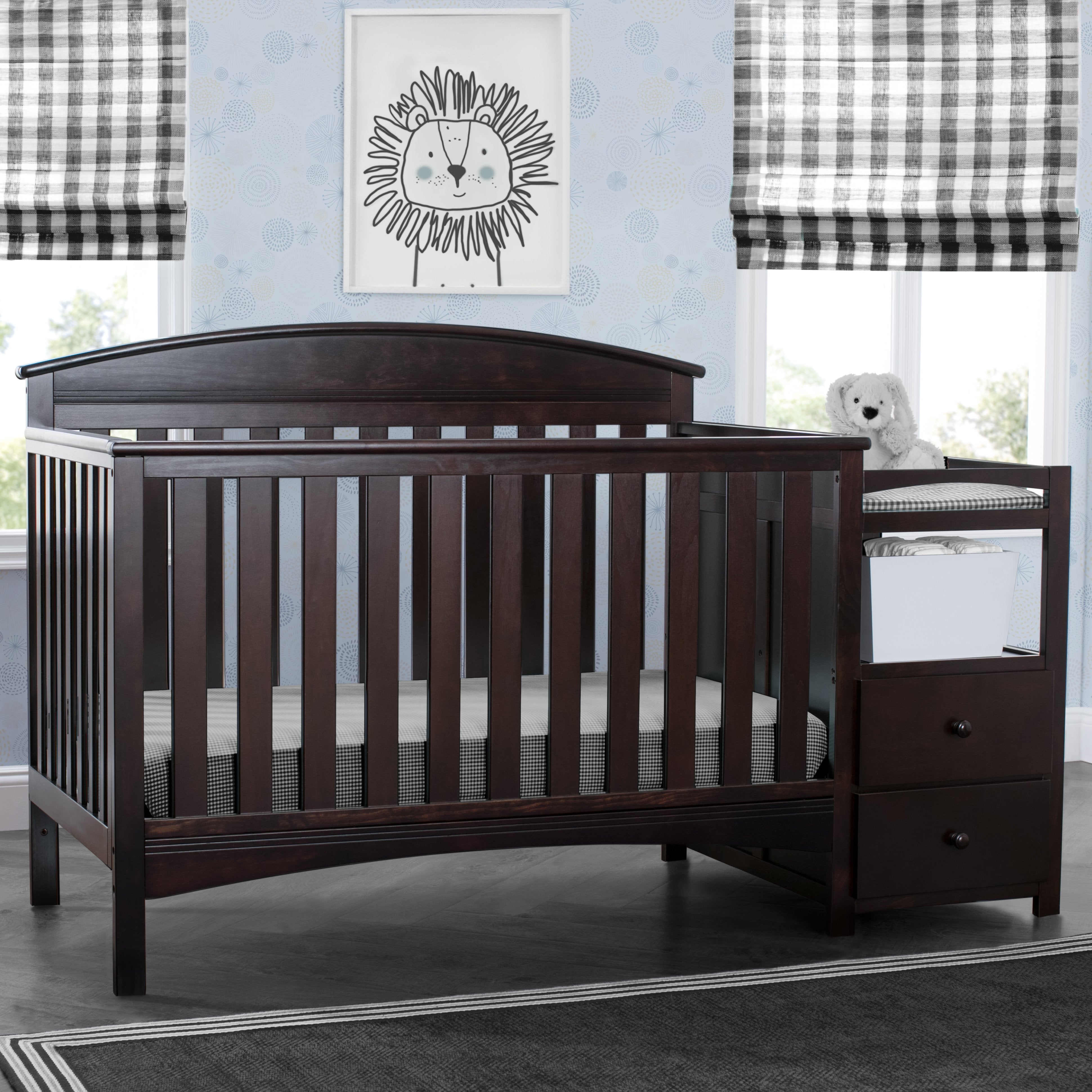 Abby Baby Crib with Changing Table - Convertible Nursery Furniture for Newborns & Toddlers - Perfect for Small Spaces & Modern Nurseries