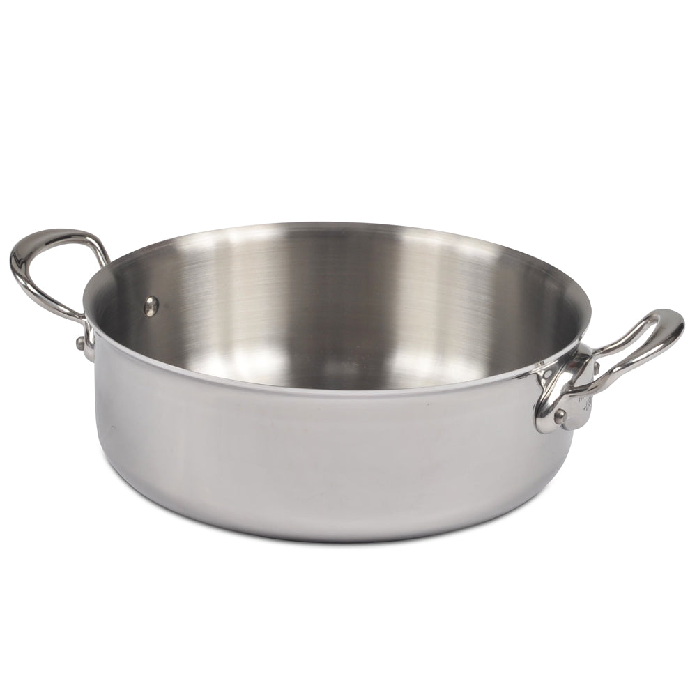 Mauviel M'COOK 5-Ply Stainless Steel Rondeau Pan - Professional French Cookware for Searing, Braising & Slow Cooking