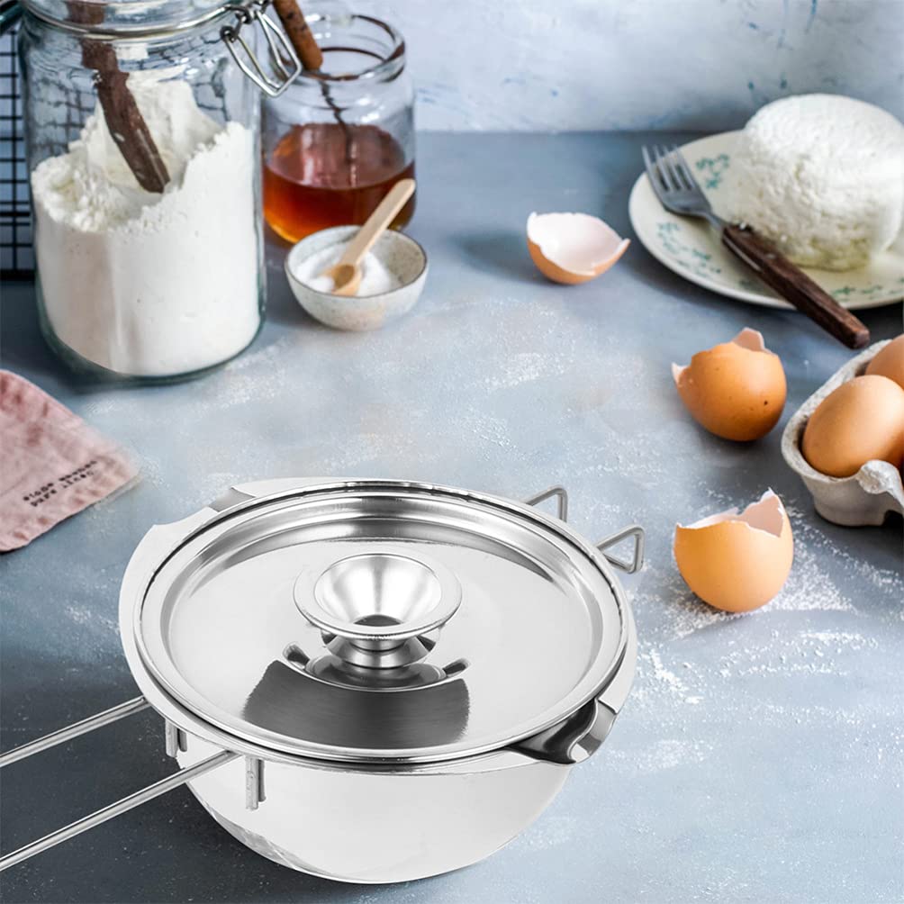 Hemoton 1-Piece Stainless Steel Chocolate Melting Pot with Handle - Non-Stick Butter Warmer, Candle Wax Melter for Cheese, Caramel & Candy Making - Perfect for Baking, DIY Candles & Chocolate Fondue