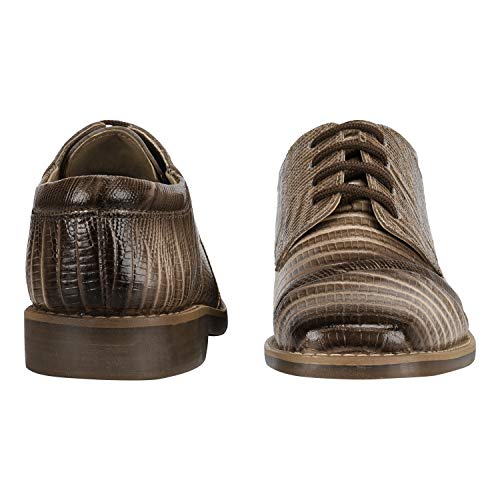 LIBERTYZENO Boys Lizard Print Genuine Leather Oxford Dress Shoes - Kids & Toddlers Lace-Up Formal Shoes for Easter, Church, Wedding & Special Occasions