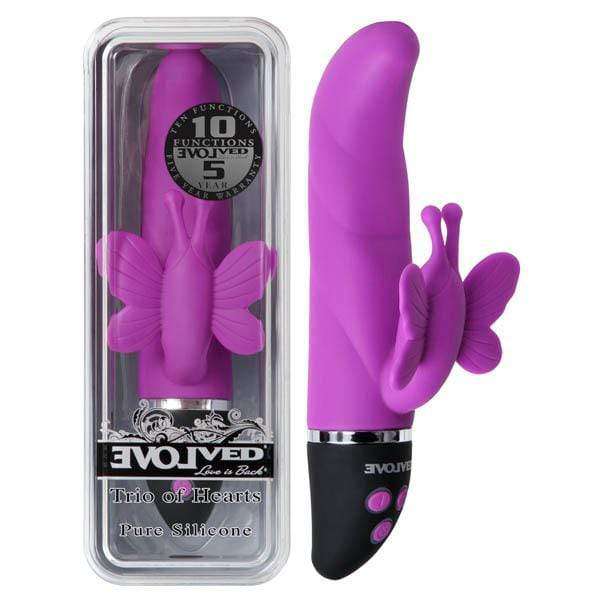 Evolverd Trio Of Hearts Lush Butterfly Vibrator - Waterproof & Rechargeable Adult Toy for Couples, Women - Perfect for Romantic Nights & Sensual Massage