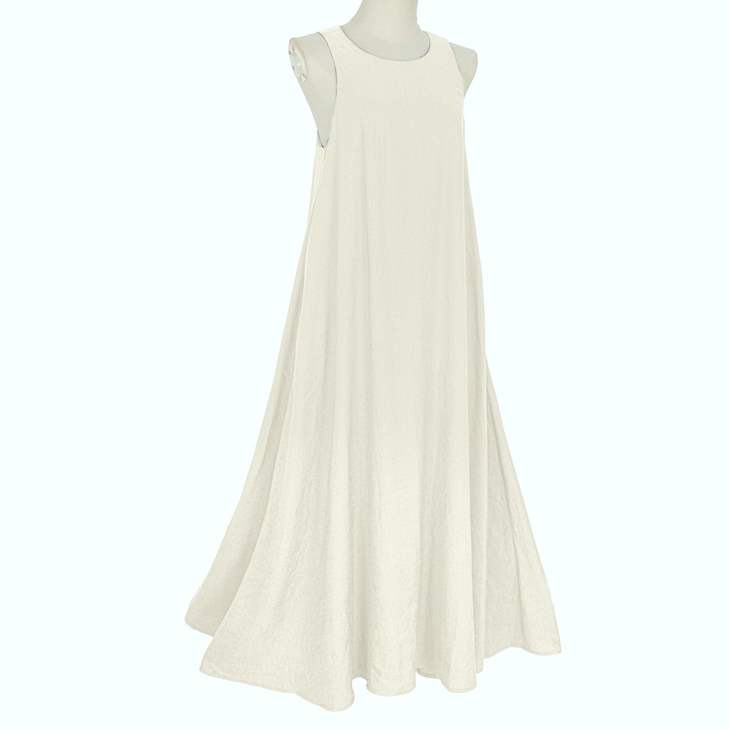 Mingyuezai Women's Sleeveless Linen Maxi Dress - Casual Summer Long Dress with Pockets for Beach, Vacation & Outdoor Activities