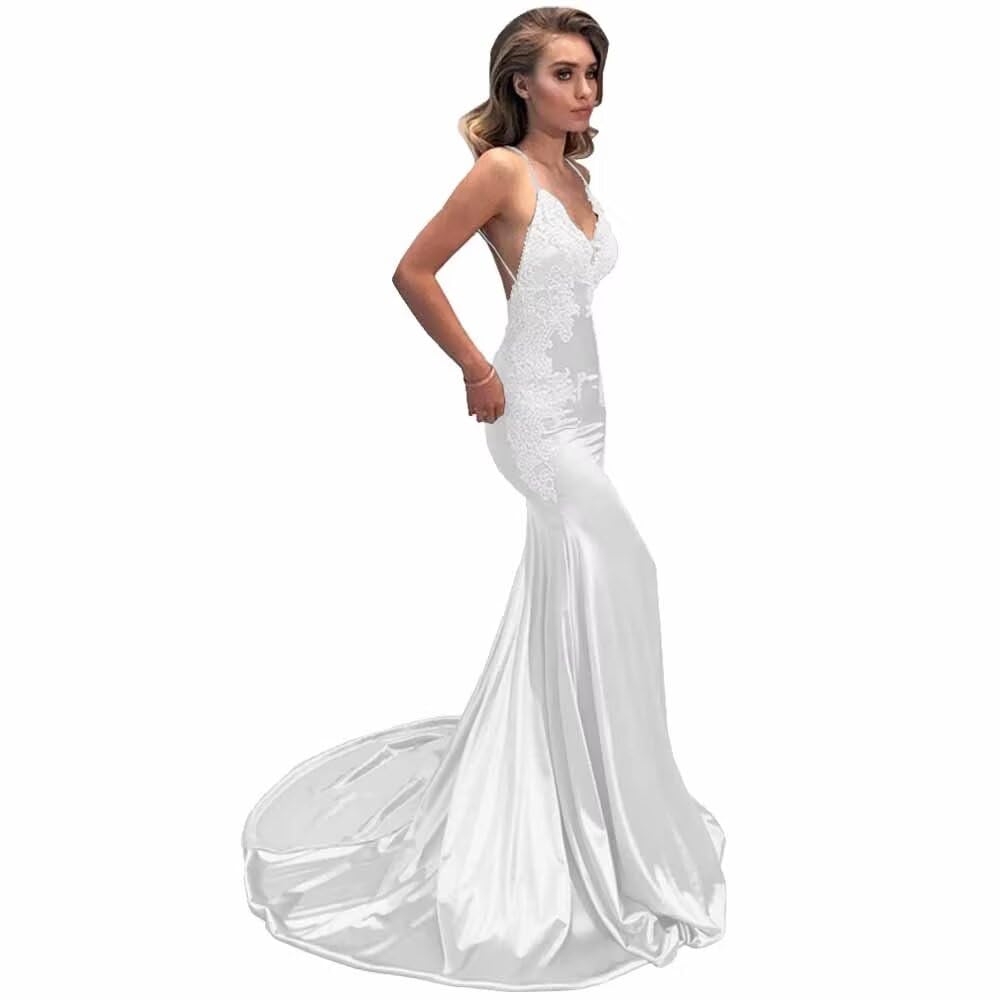 Elegant Ivory Lace Mermaid Prom Dress with Long Train & Open Back - 16 Styles for Women's Evening Gowns | Perfect for Formal Dances, Weddings & Special Occasions