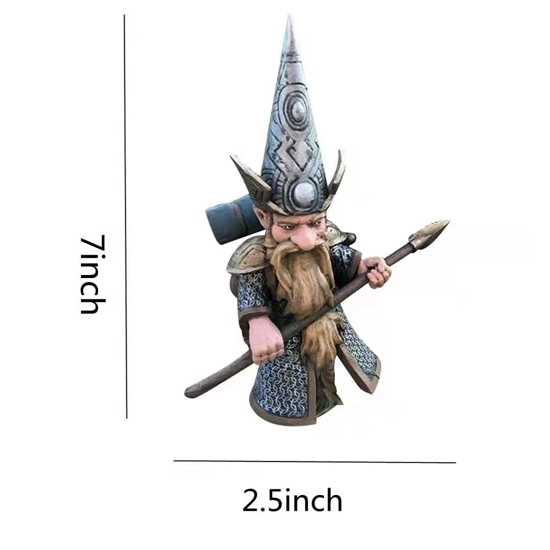 Medieval Warrior Garden Gnome Statue - Resin Outdoor Decor for Yard & Garden Clearance - Perfect for Fantasy Themed Gardens, Halloween Decor, and Unique Home Landscaping