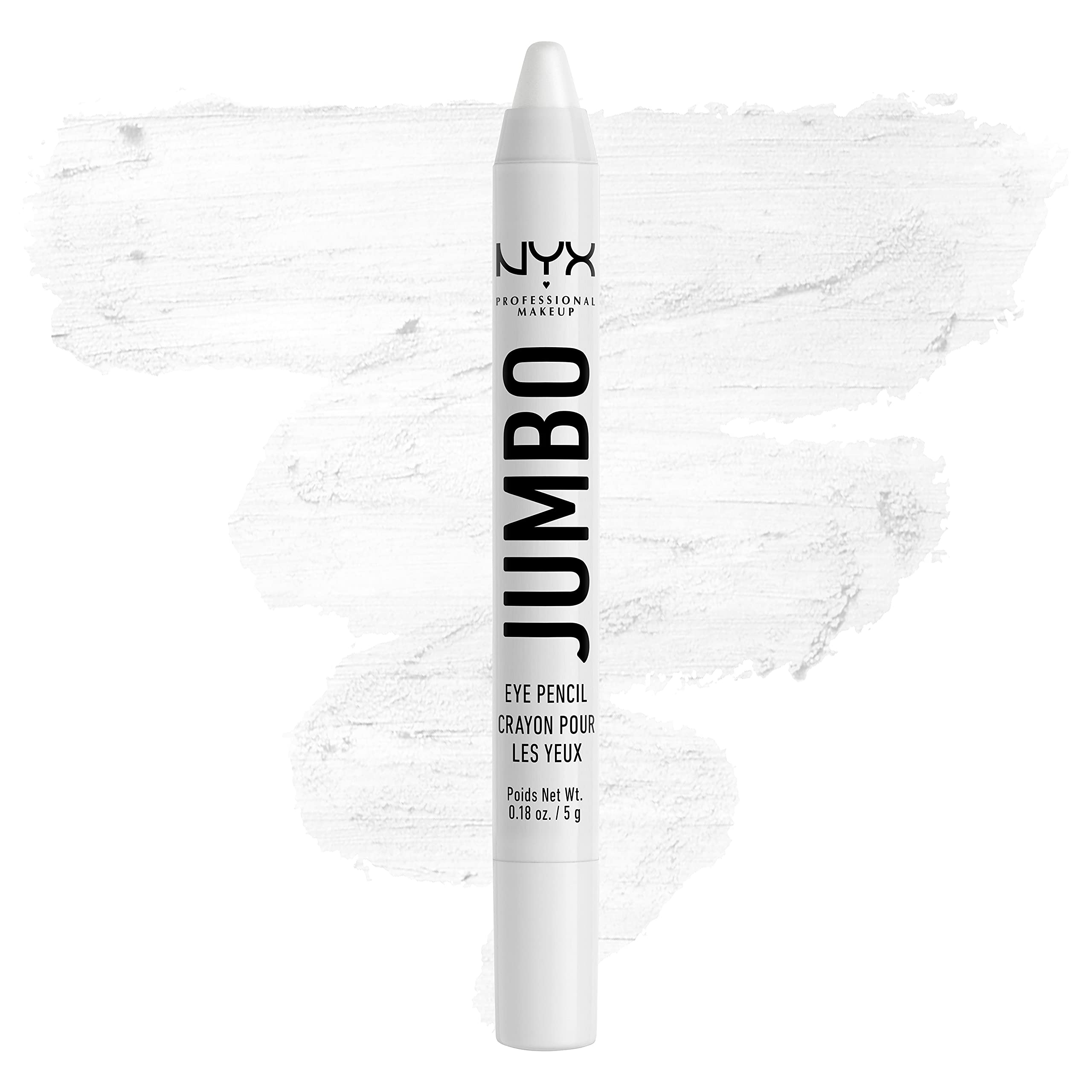NYX PROFESSIONAL MAKEUP Jumbo Eye Pencil in Milk (White) - Blendable Eyeshadow Stick & Eyeliner for Smoky Eyes & Waterline | Creamy Long-Lasting Formula for Easy Application & All-Day Wear