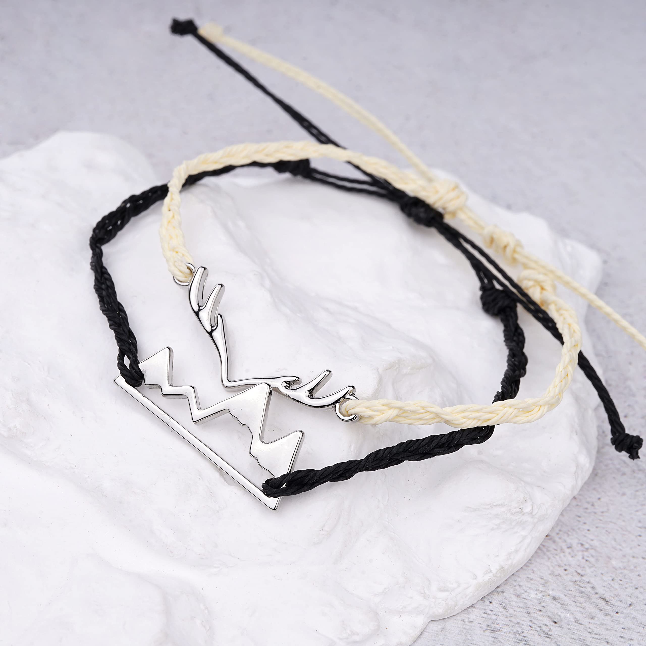 Deer Antler Adjustable Bracelet for Women & Men - Nature Inspired Mountain Jewelry with Snowy Range Design - Perfect for Outdoor Enthusiasts & Nature Lovers - Great Gift for Hiking, Camping & Adventure