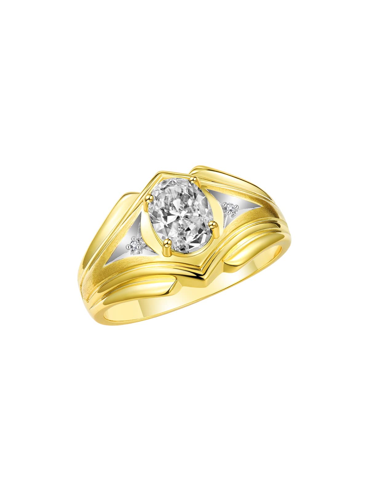 Rylos Men's Yellow Gold Plated Silver Ring with 9X7MM Oval Gemstone & Diamond - Classic Designer Birthstone Ring for Men (Sizes 8-13) | Perfect for Weddings, Anniversaries & Special Occasions