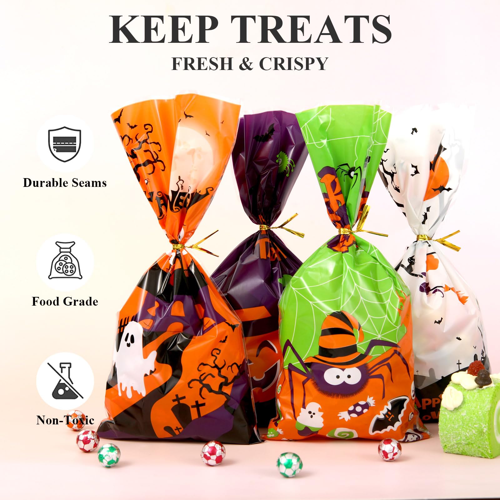 Artby7 Halloween Treat Bags - 50 Pack 4.9