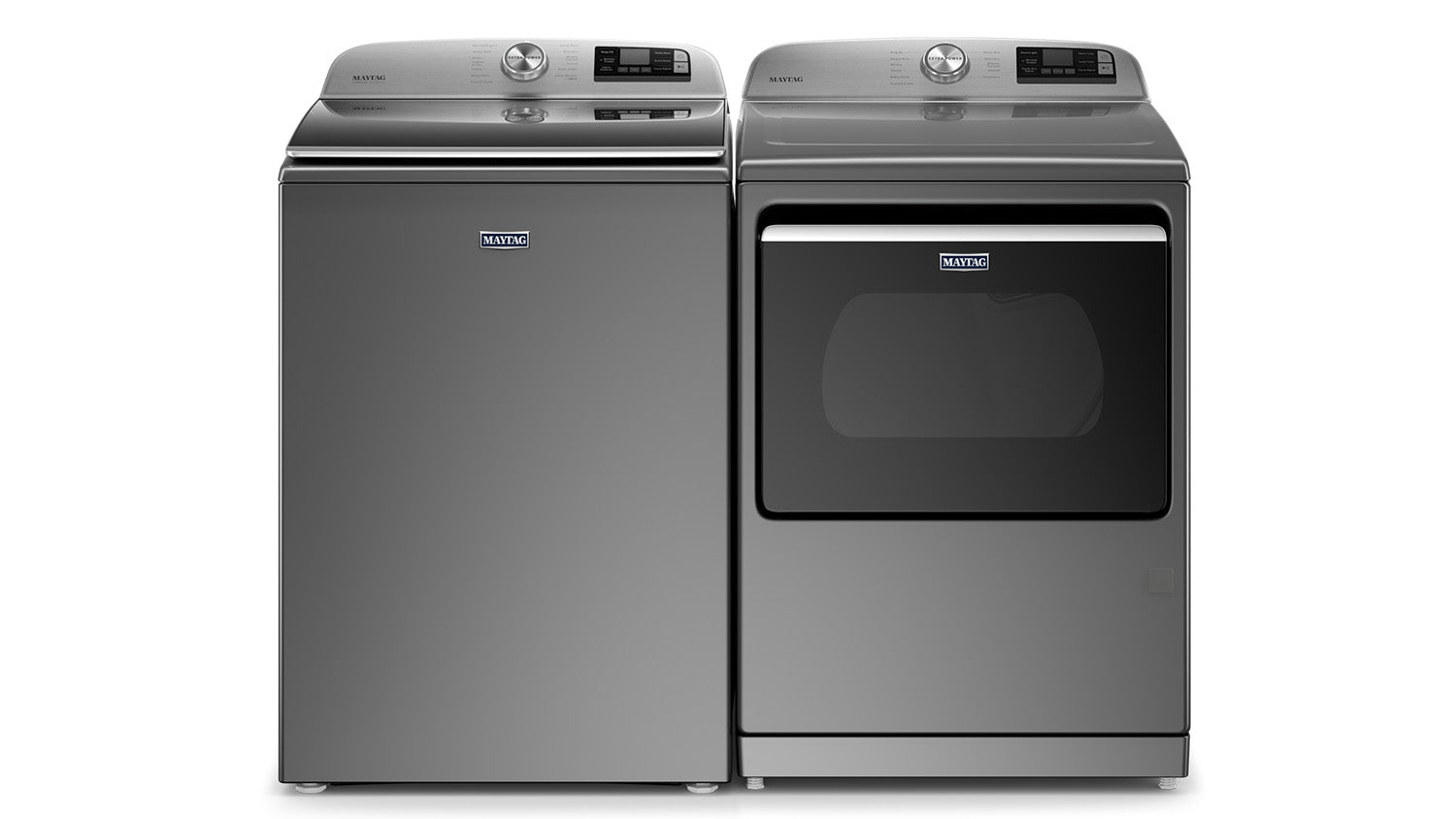 Maytag Metallic Slate Smart Top Load Washer 6.0 cu. ft. & Smart Gas Dryer 7.4 cu. ft. Set (MVW7230HC/MGD6230HC) - Large Capacity Laundry Appliances for Family Homes