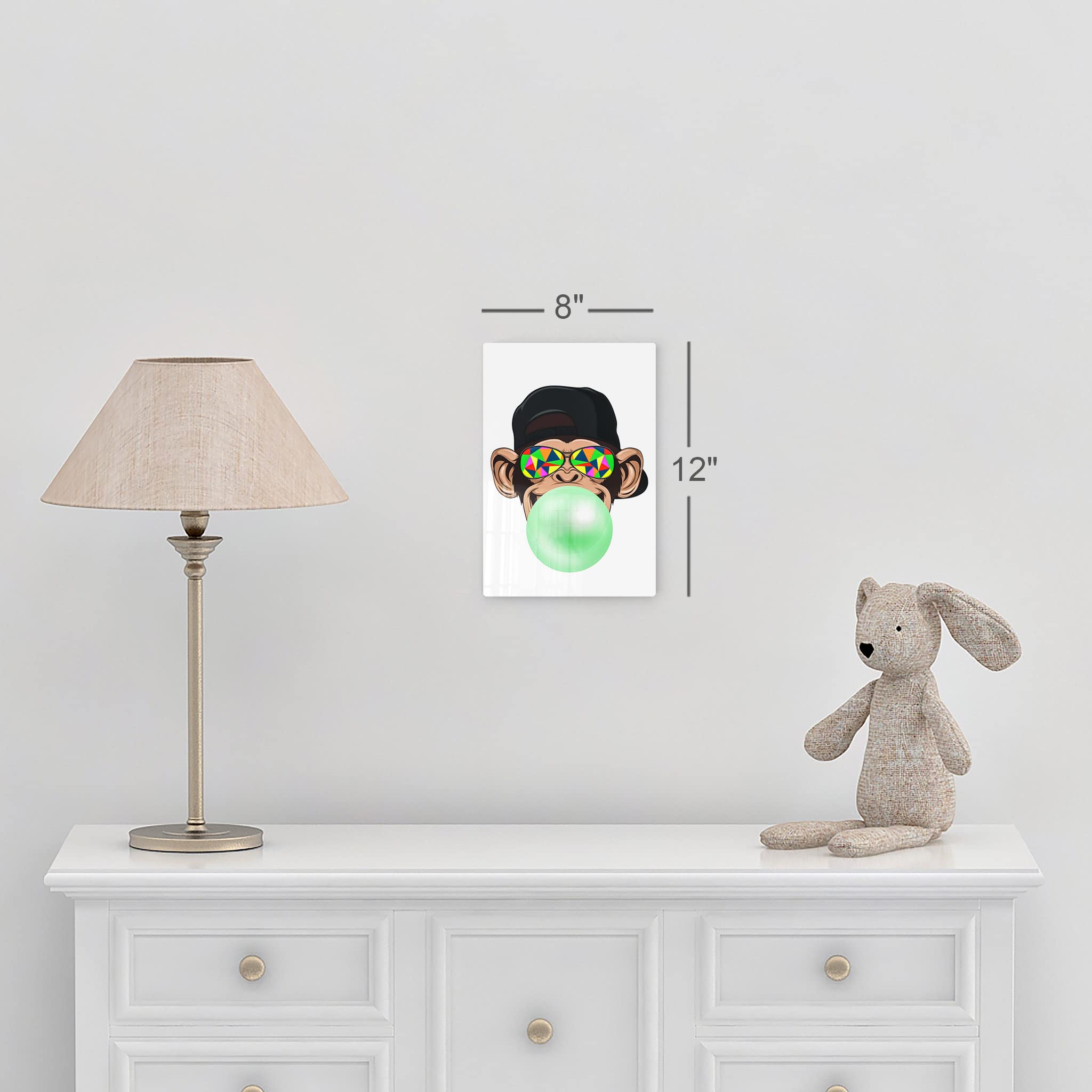 Funny Monkey Gorilla Bubble Gum Pop Art Metal Print - 40x30 Inch Ready to Hang Wall Decor for Living Room, Kids Room & Nursery | Made in USA | Perfect for Birthday Parties & Animal Theme Decor