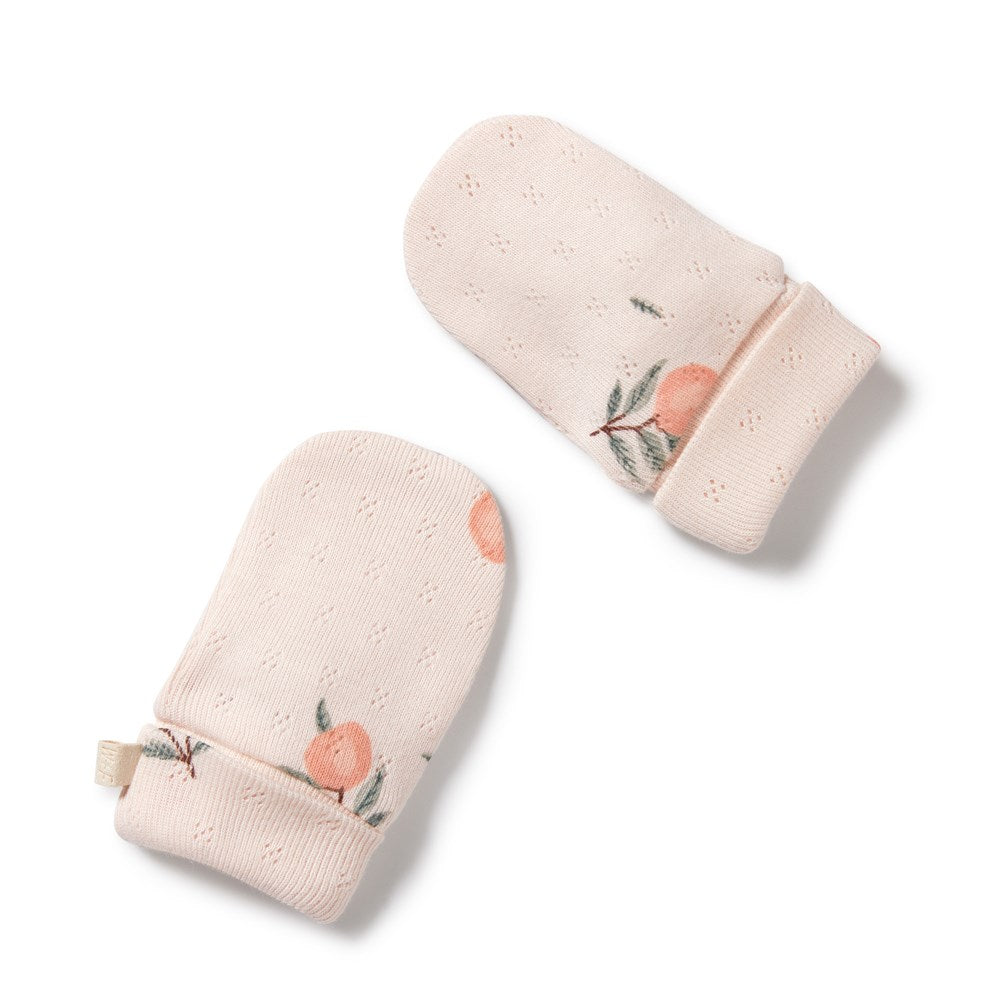 Organic Peaches Pointelle Mittens - Soft & Warm Winter Gloves for Women & Men - Perfect for Skiing, Snowboarding & Outdoor Activities